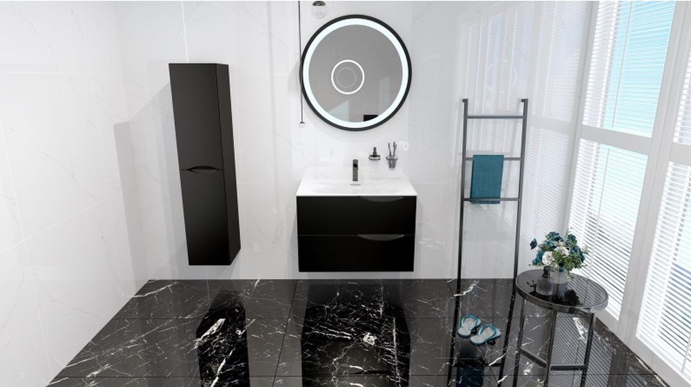 LaVita Kolorado szafka boczna 140 cm wysoka wisząca czarny mat