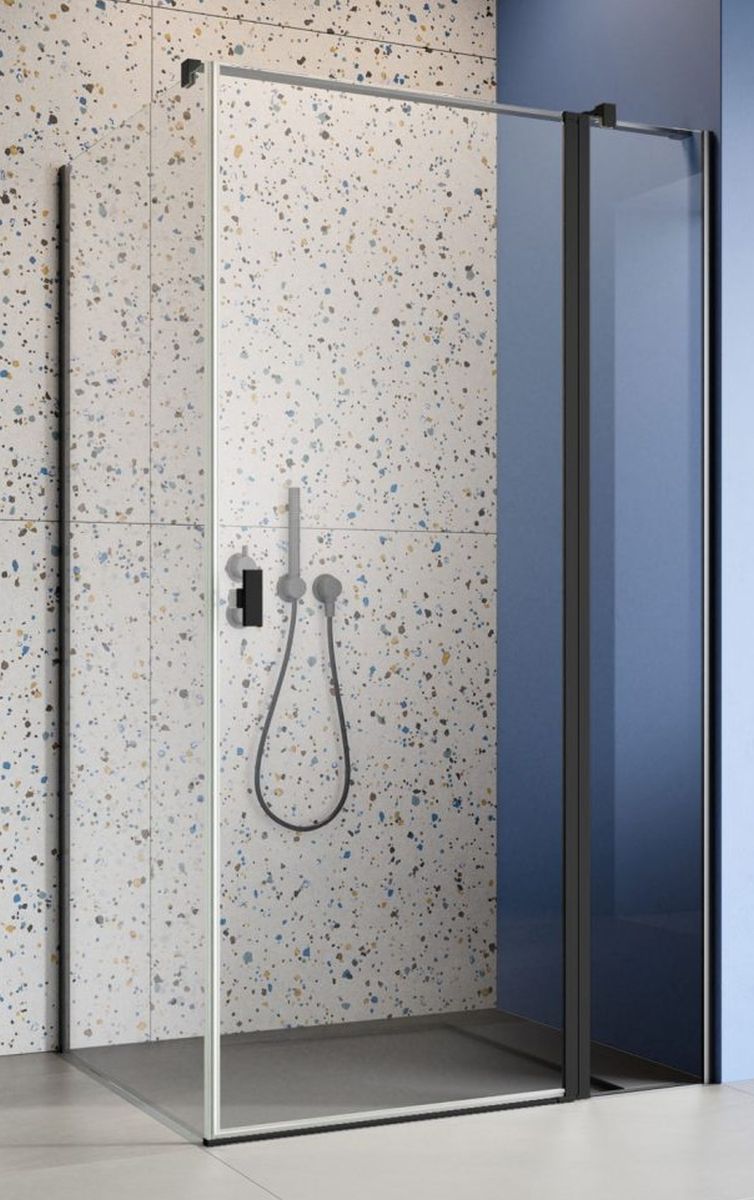 Radaway Nes 8 KDJ II drzwi prysznicowe 120 cm uchylne czarny mat/szkło przezroczyste 10086120-54-01R