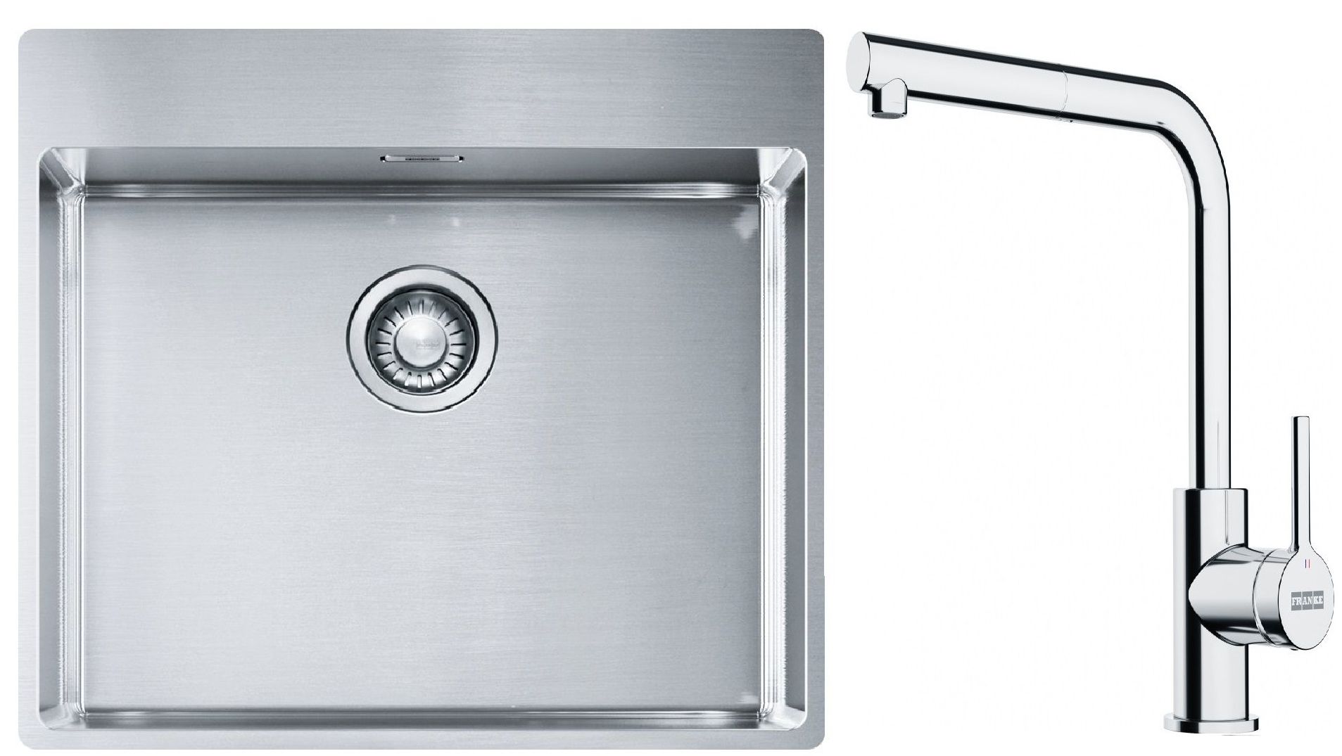 Franke Box BXX 210-54 TL zlewozmywak 57x51 cm stalowy z baterią kuchenną Lina chrom (1270369295, 1150712420)