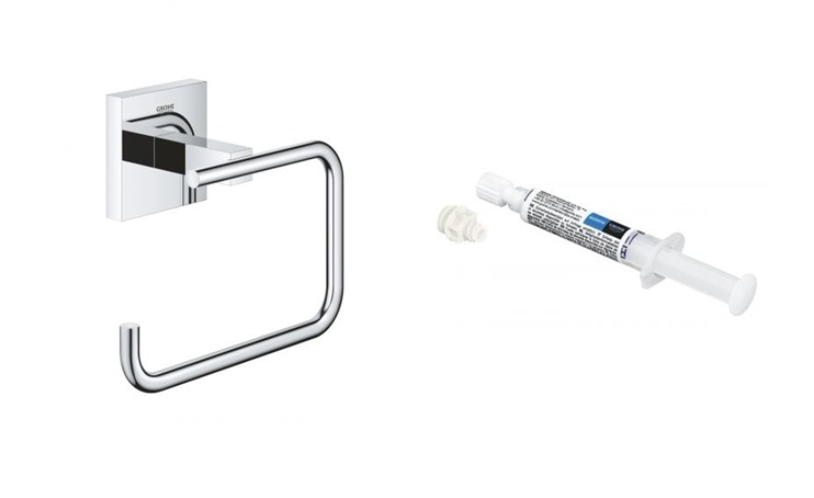Zestaw Grohe Start Cube uchwyt na papier toaletowy chrom i klej montażowy QuickGlue (40978000, 41127000) - Wysyłka w 24h
