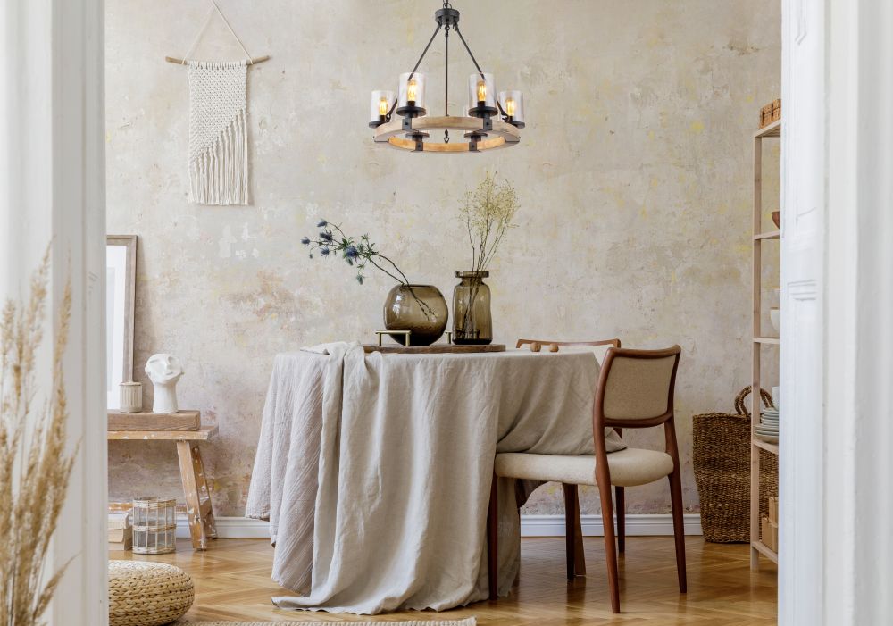 Globo Lighting Lila lampa wisząca 6x60 W czarna-przydymiona-drewno 15555-6H - Wysyłka w 24h