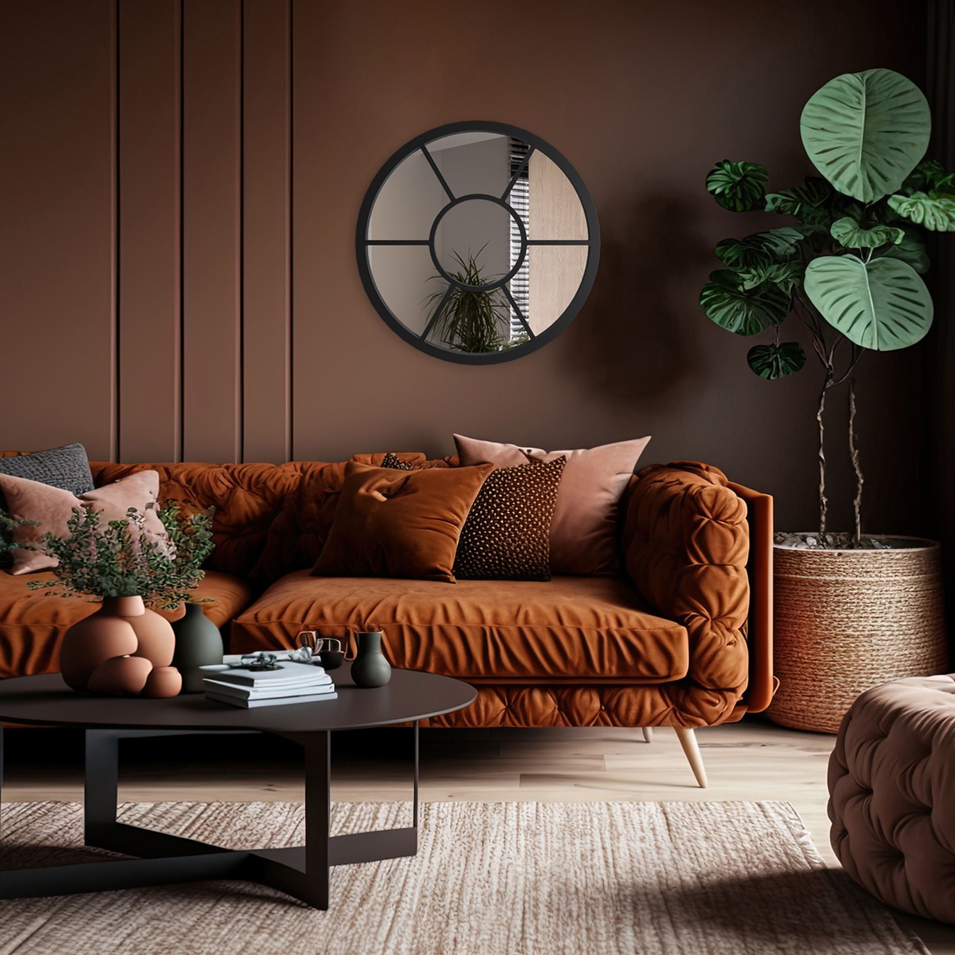 Styler Ornament Helen lustro 50 cm okrągłe czarne LU-12334 - Wysyłka w 24h