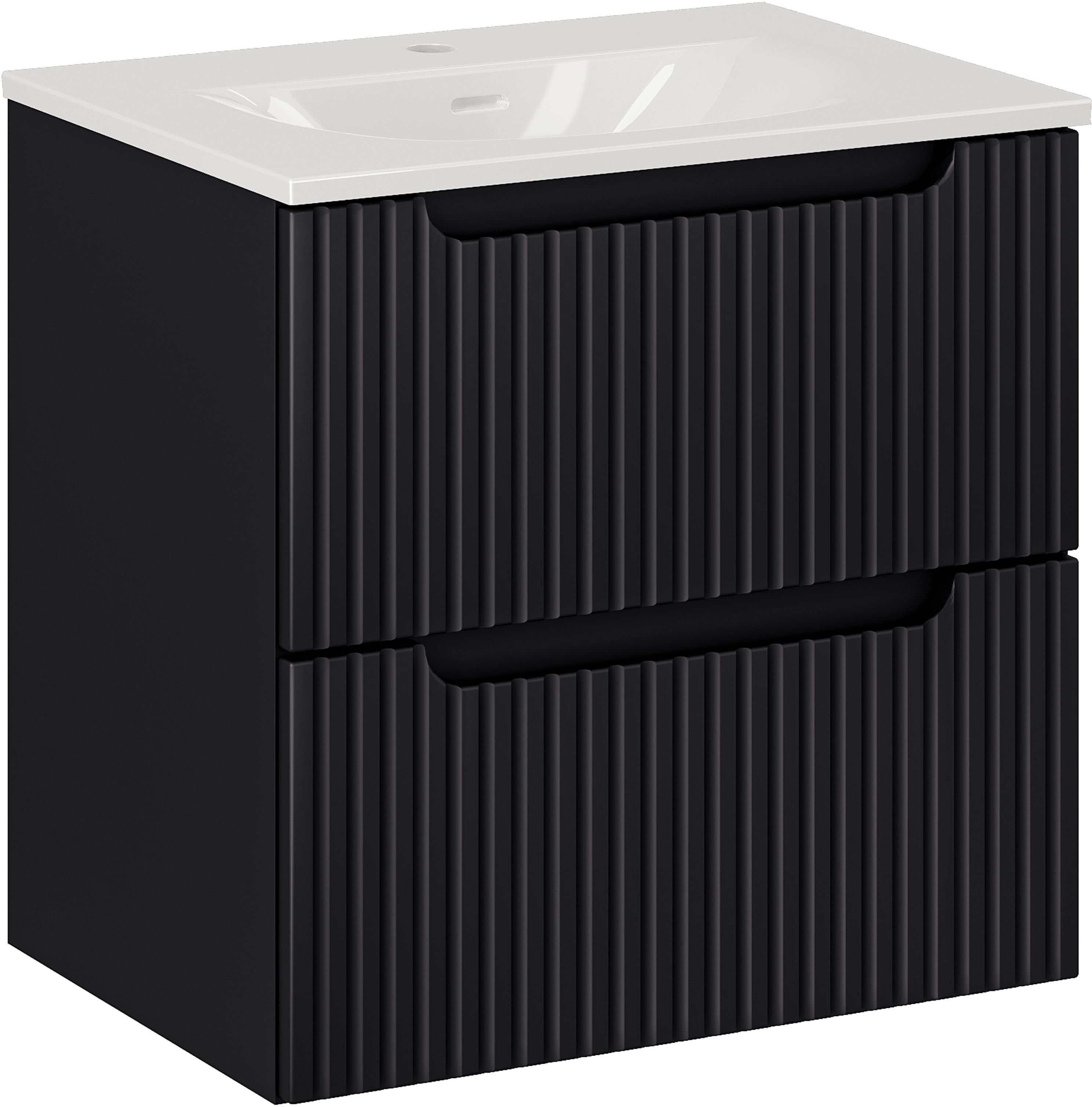 Comad Nova Black szafka 60 cm podumywalkowa wisząca z umywalką meblową czarna SET-NOB SKY 3 60CM S - Wysyłka w 24h