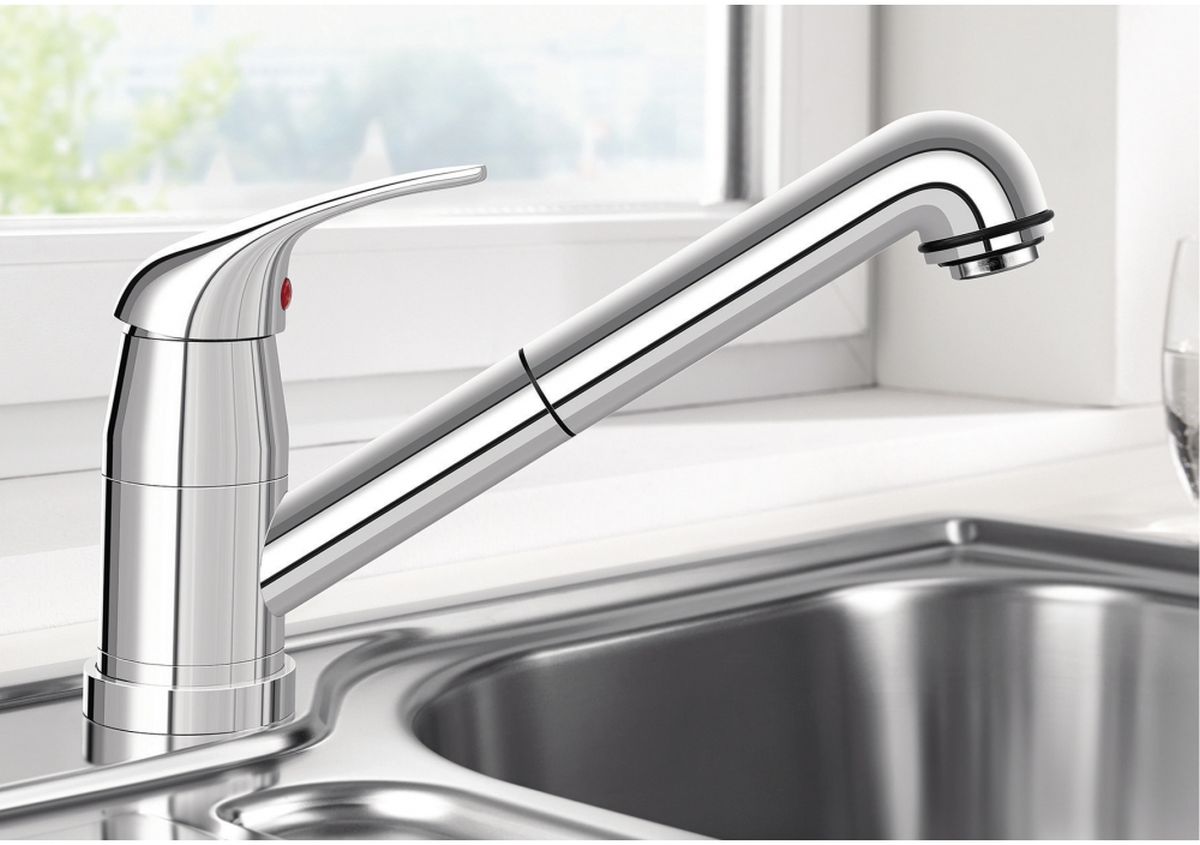 Blanco Daras-S-F bateria kuchenna stojąca podokienna z wyciąganą wylewką chrom 521752