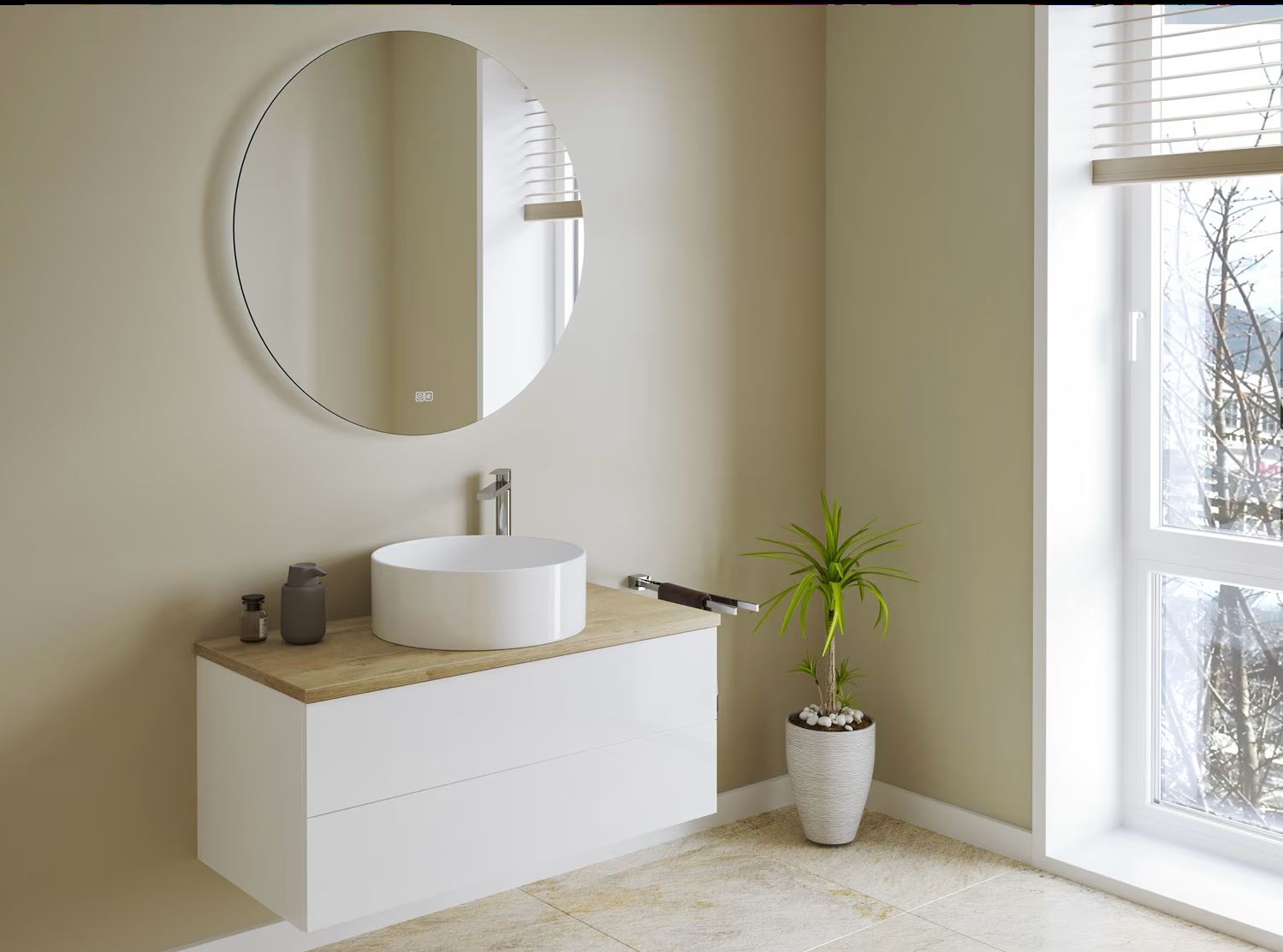 Kronenbach Moon lustro 120x120 cm okrągłe z oświetleniem z matą grzewczą KBM120