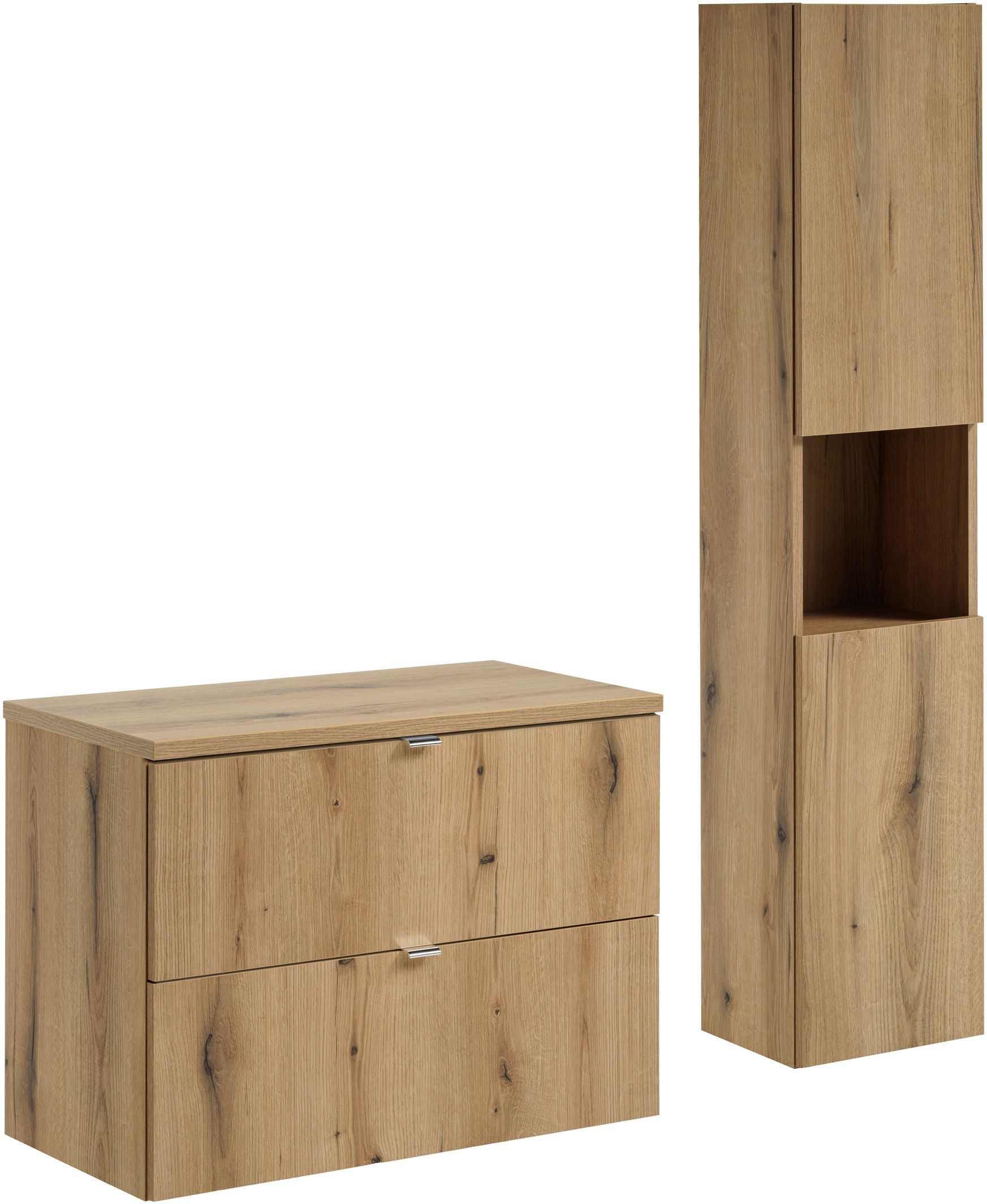 Zestaw Comad Nova Oak szafka z blatem 80 cm wisząca i boczna wysoka dąb SET-NOA B OAK 80CM S HC