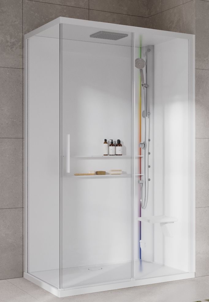 Novellini Glax 2 2.0 2P kabina z hydromasażem 120x80 cm parowa z brodzikiem prawa total biała G222P120DM5-1UU