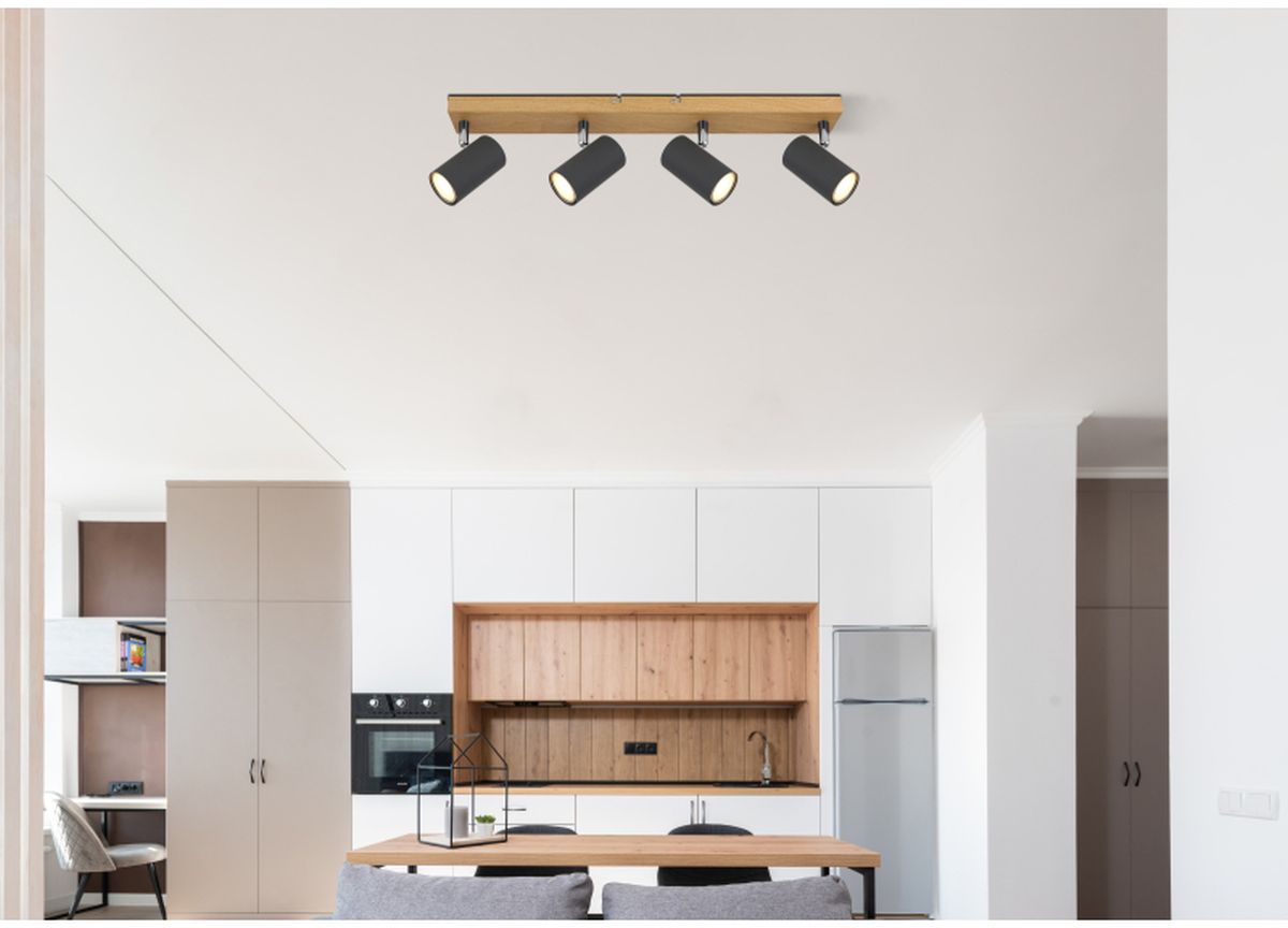 Globo Lighting Robby lampa podsufitowa 4x35W grafit/drewno 57911-4G