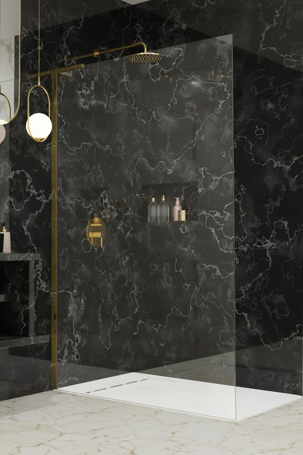 Radaway Modo SL Gold II Walk-In ścianka prysznicowa 120 cm lewa wolnostojąca złoty połysk/szkło przezroczyste 10319124-09-01L