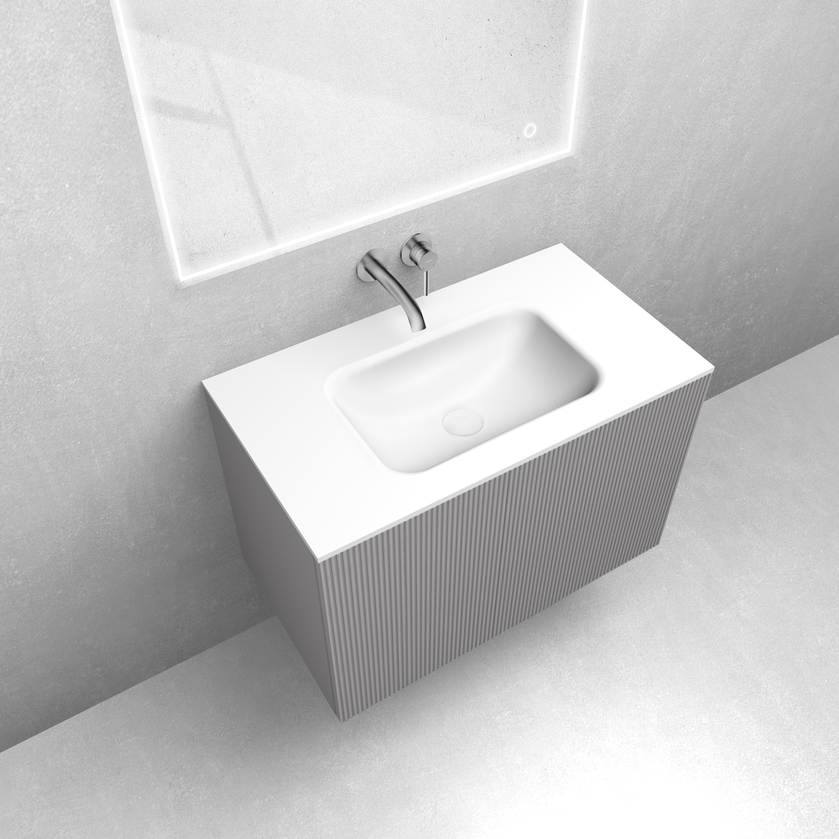 Zestaw Oltens Lun szafka podumywalkowa 80 cm z umywalką Kalla LavaForm kaszmir/biały mat 68773900