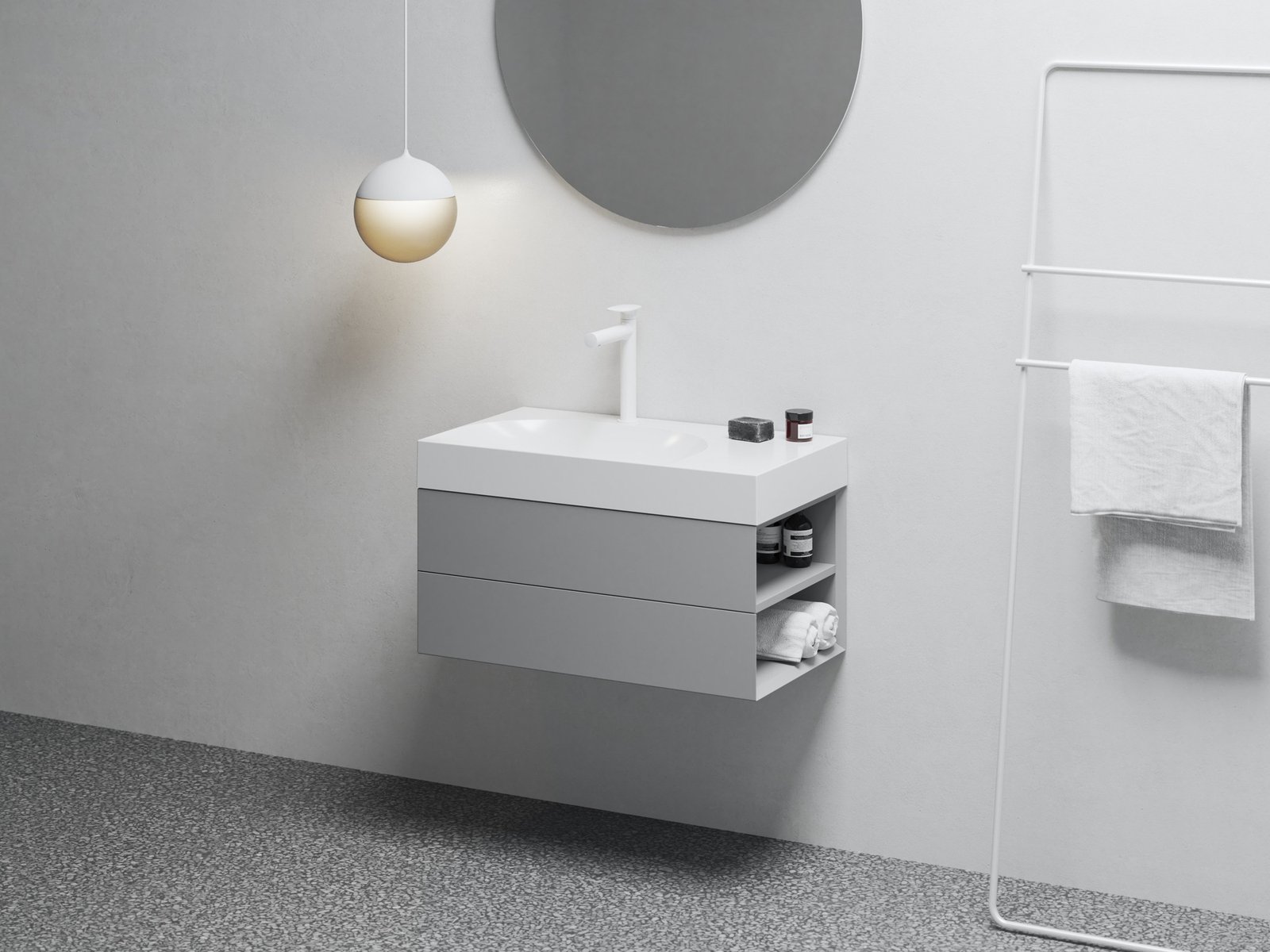 Ravak Lite szafka 80x45x43 cm podumywalkowa wisząca szara X000001889