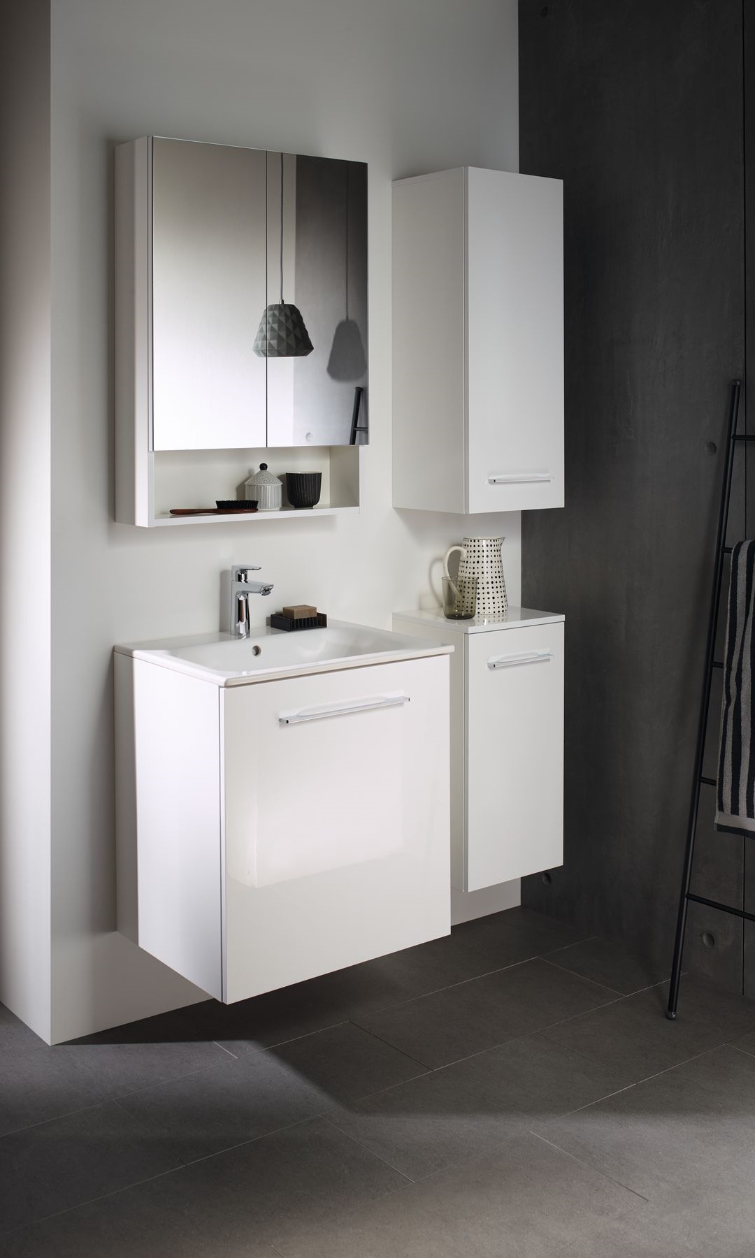 Geberit Selnova Square umywalka z szafką 60 cm zestaw meblowy biały połysk 501.252.00.1