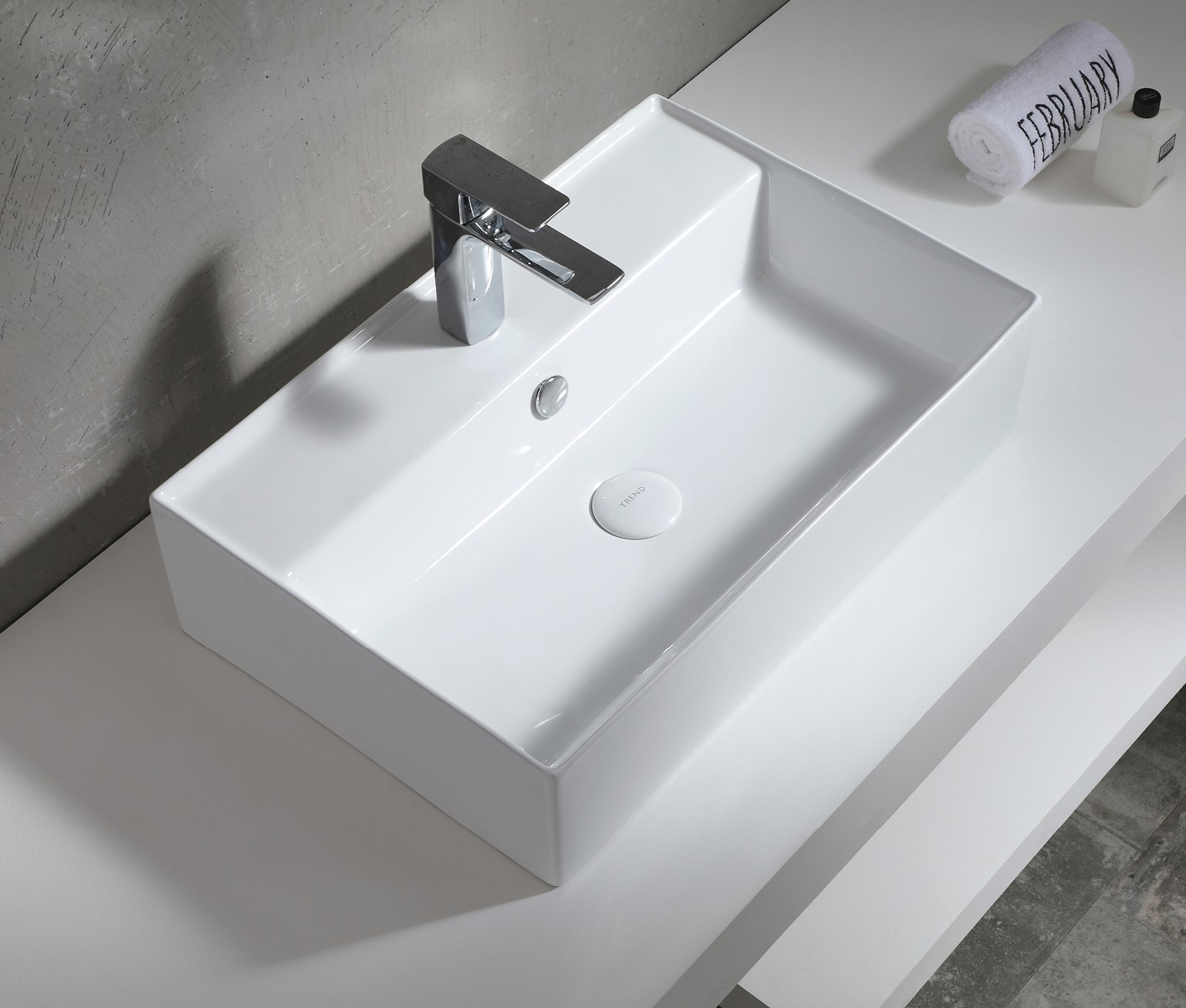 Uptrend Torino umywalka 59,5x40 cm nablatowa prostokątna biały połysk TR41297 - Wysyłka w 24h