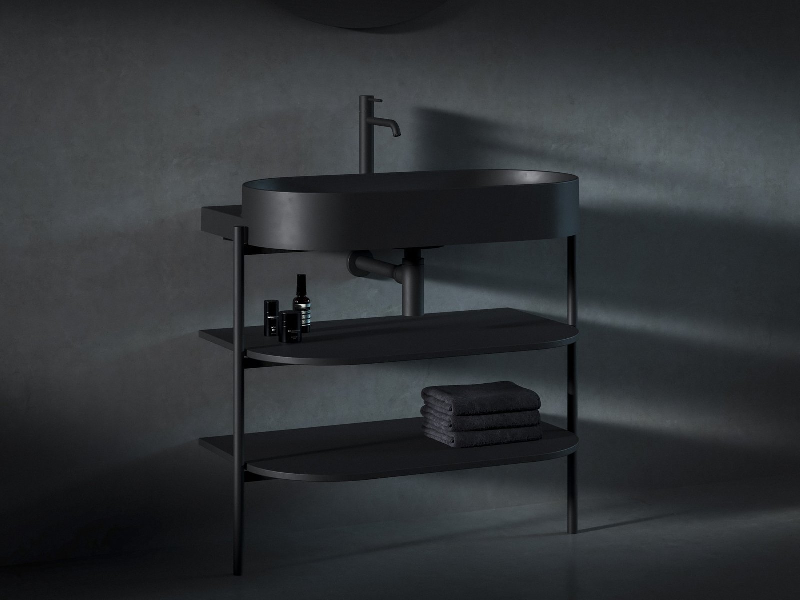 Ravak Yard szafka podumywalkowa 86,8x49,5x76,5 cm stojąca otwarta z półkami CS YARD 800 czarna D80000D006