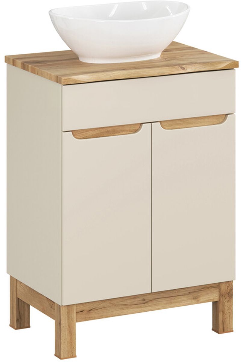 Comad Bali Cashmere zestaw meblowy 60 cm szafka stojąca z blatem i umywalka Lola kaszmir/dąb/biały SET-BAC B NAT WOTAN 60CM UN LOLA - Wysyłka w 24h
