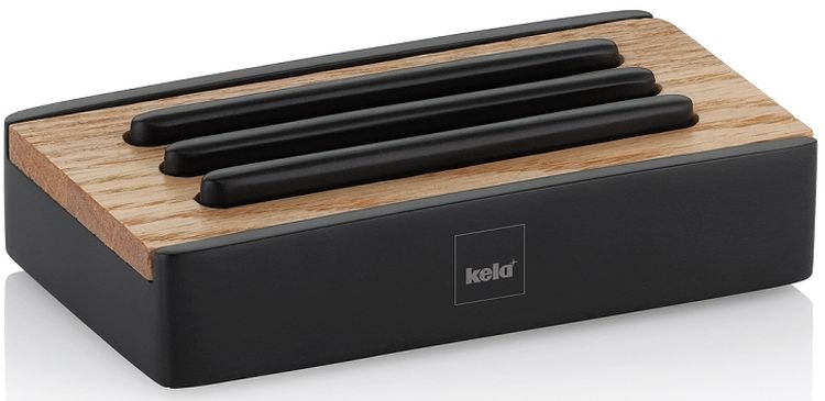 Kela Cube mydelniczka stojąca czarny/brązowy 23686 - Wysyłka w 24h