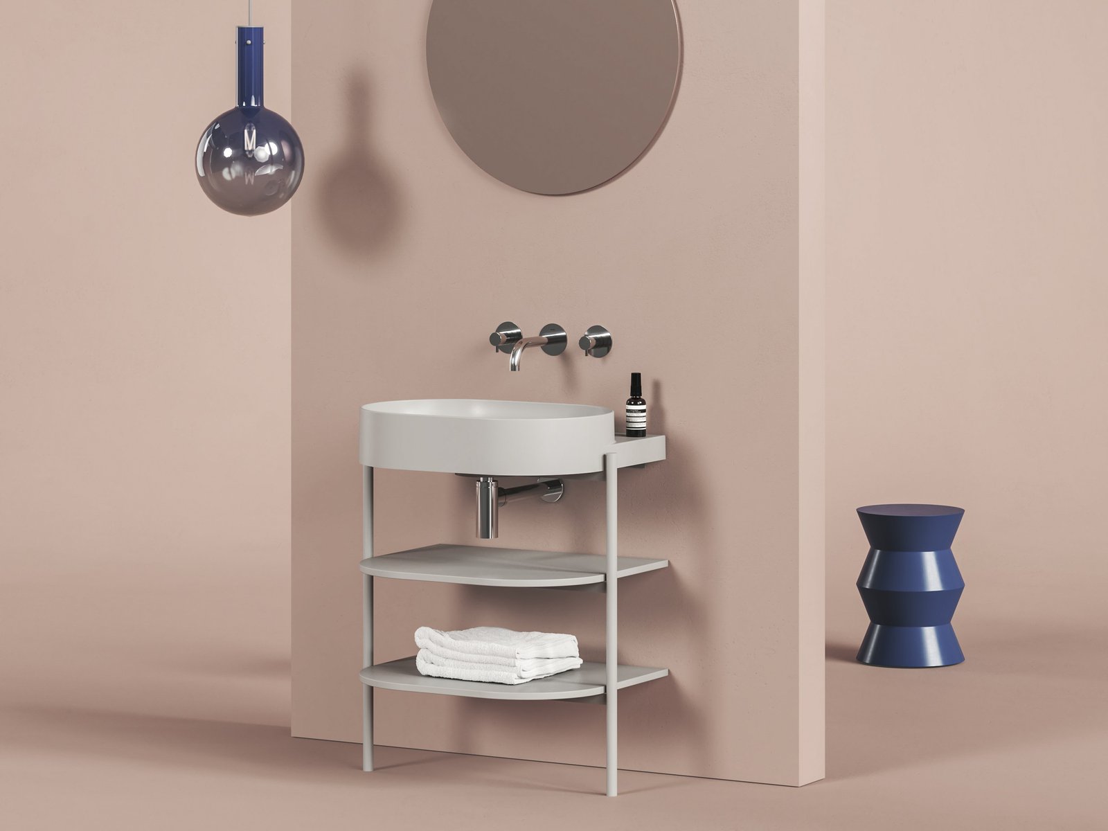 Ravak Yard szafka podumywalkowa 66,8x49,5x76,5 cm stojąca otwarta z półkami CS YARD 600 smoke grey D80000O005