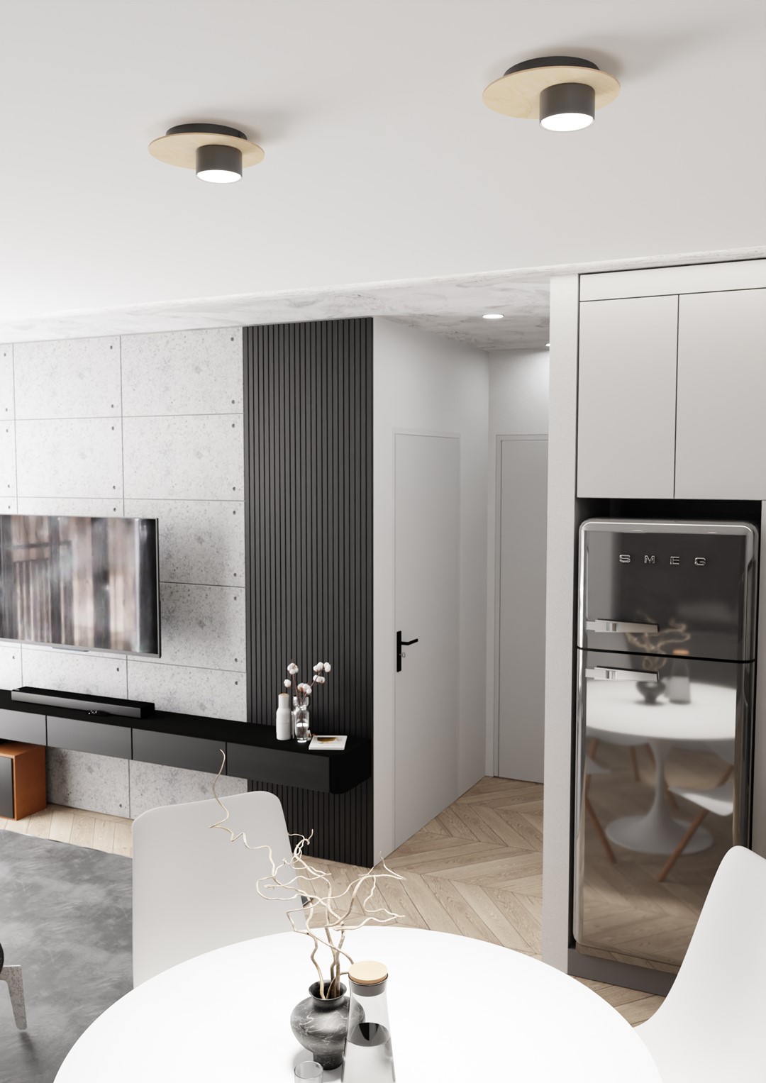 Emibig Pixo lampa podsufitowa 1x12 W czarna-drewno 1443/1