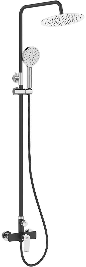 Laveo Largo zestaw prysznicowy ścienny z deszczownicą czarny PAH70OB
