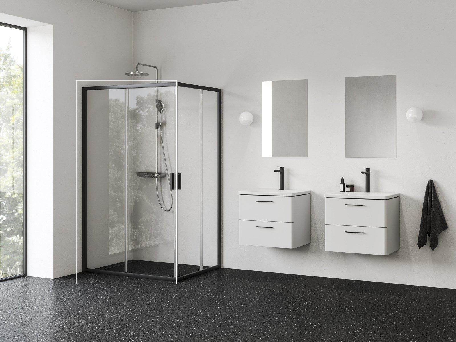 Ravak Blix II kabina prysznicowa NBLRV2K 90 cm czarna/szkło przezroczyste 1XM70300Z1