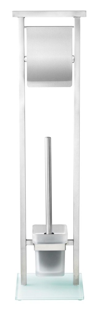 Wenko Debar stojak na papier toaletowy ze szczotką do WC 2w1 srebrny 22992100