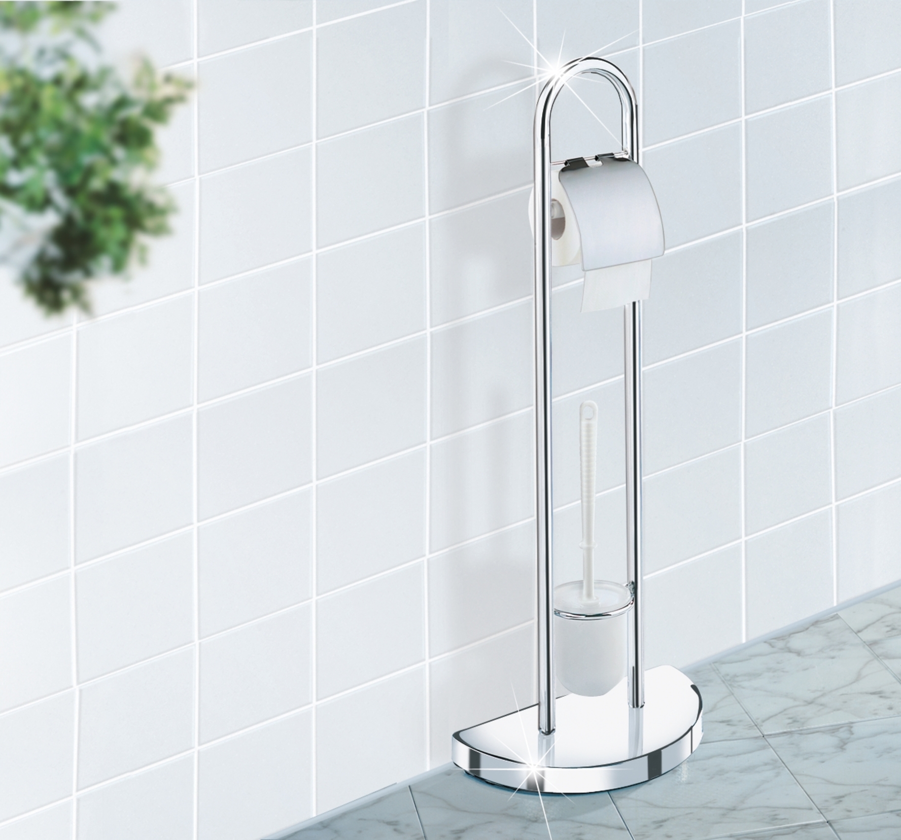 Wenko Cosenza stojak na papier toaletowy ze szczotką WC srebrna 16608100