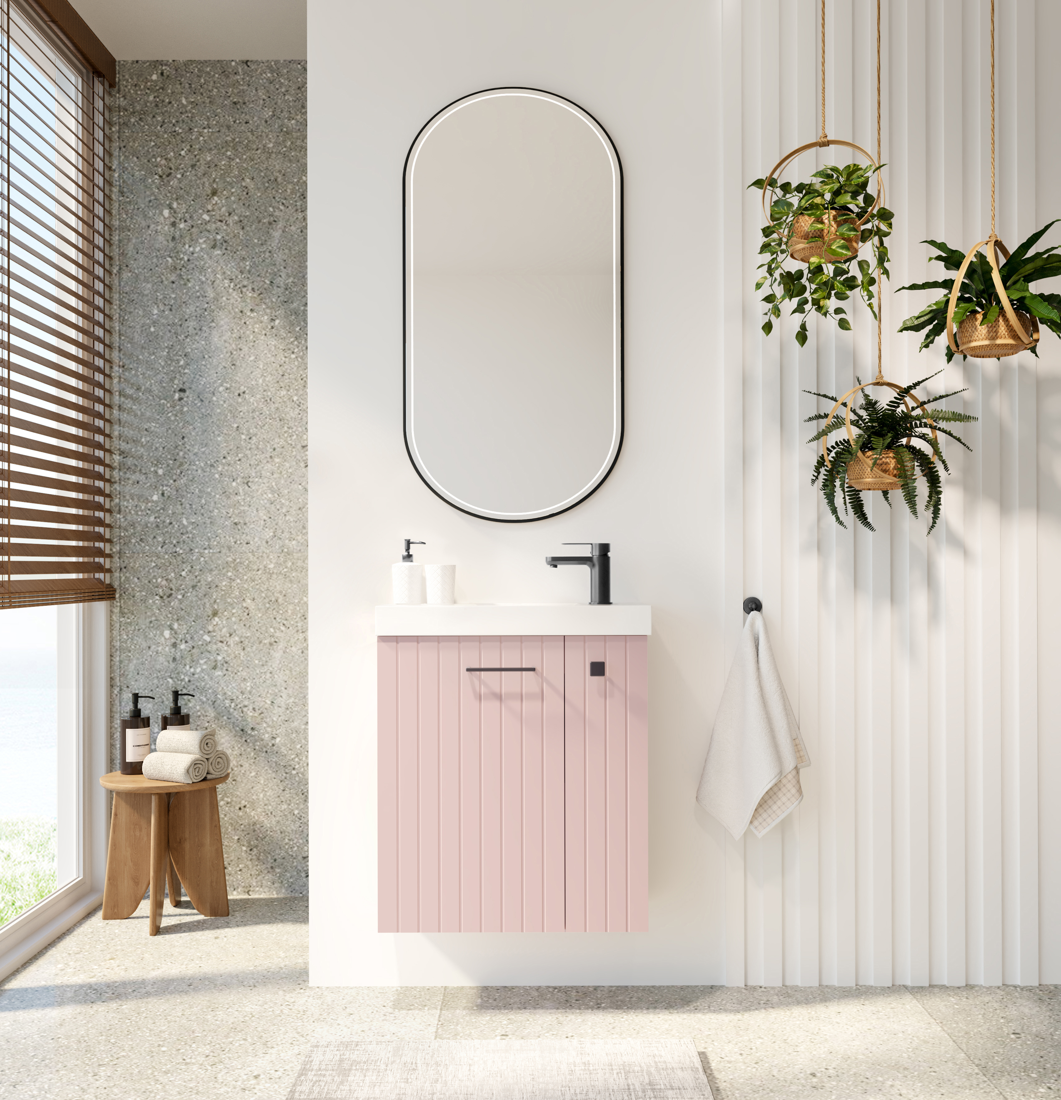 Uptrend Nook umywalka z szafką i uchwytami 55 cm rose mat/gun metal 010SU5511TR41366