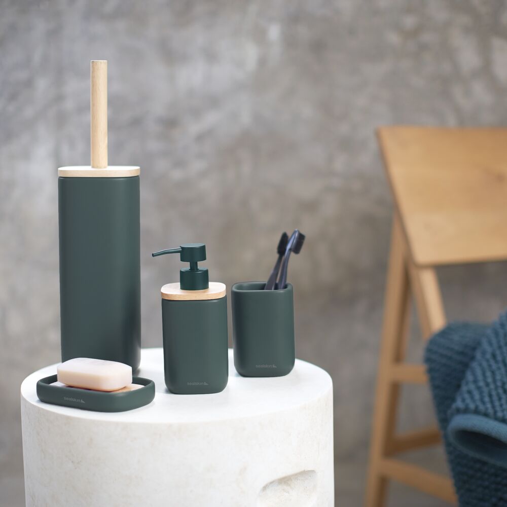 Sealskin Mind mydelniczka stojąca ciemny zielony/drewno 800060