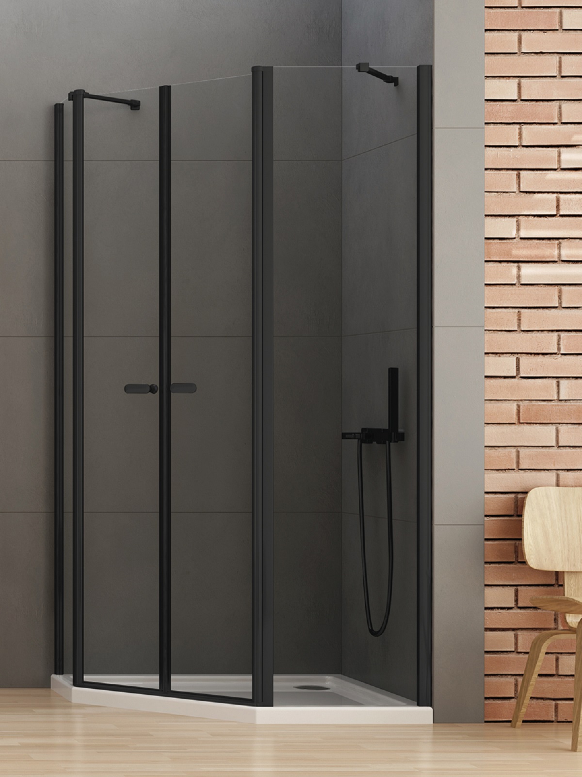 New Trendy New Soleo Black kabina prysznicowa 100x80 cm czarny mat/szkło przezroczyste K-0618