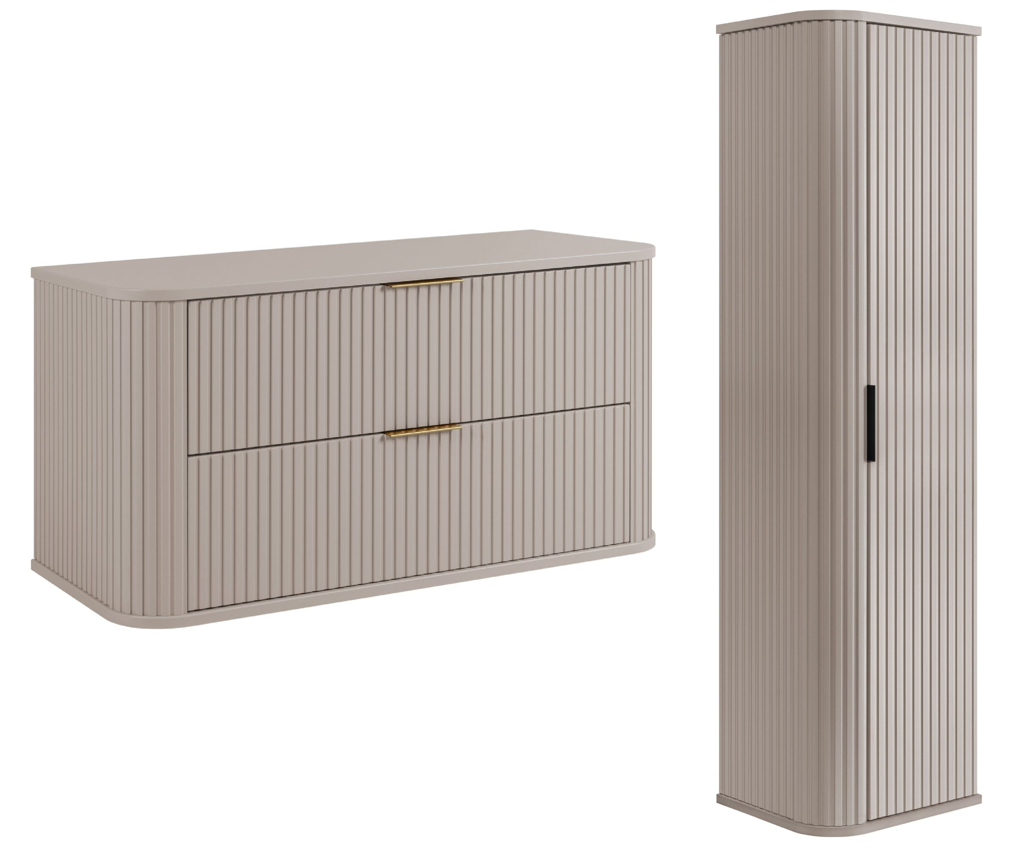 Zestaw Rodan Elegance szafka z blatem 80 cm podumywalkowa wisząca z szafką 139 cm boczną kaszmir (5906154453882, 5906154450386)