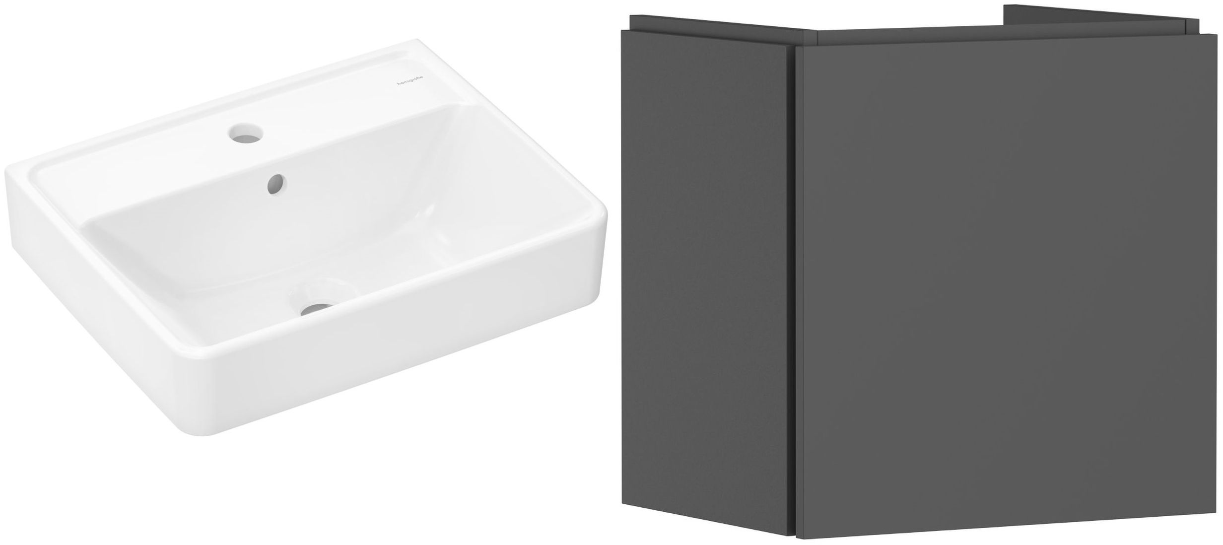 Zestaw Hansgrohe Xanuia Q umywalka z szafką Xilesa E 50 cm szara (54247760, 61008450)