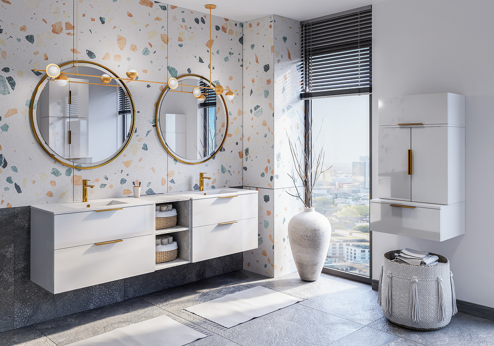 Mebelmark Bologna szafka 60 cm podumywalkowa wisząca biały połysk BOL.PUW.60.2.0.0.1 - Wysyłka w 24h