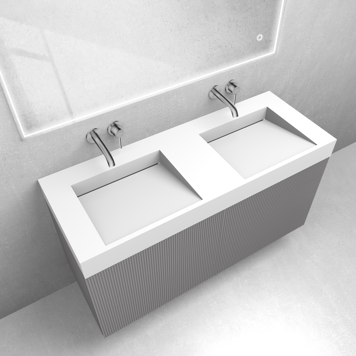 Zestaw Oltens Lun szafka podumywalkowa 120 cm z umywalką Stila LavaForm kaszmir/biały mat 68795900