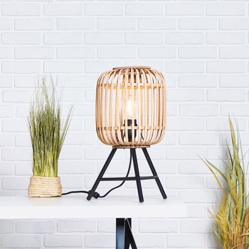 Brilliant Woodrow lampa stołowa 1x60W brązowa/czarna 93775/20