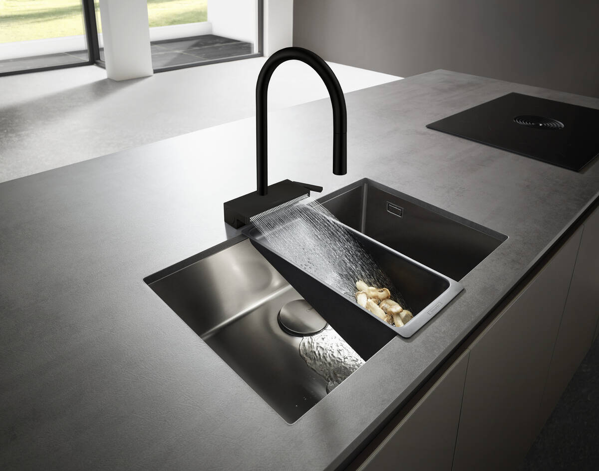 Hansgrohe Aquno Select M81 bateria kuchenna stojąca czarny mat 73837670
