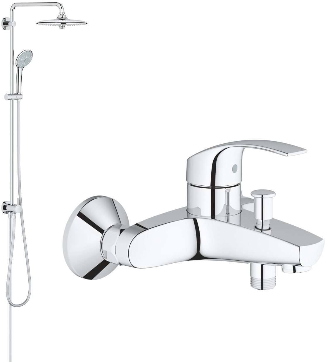 Zestaw Grohe Eurosmart bateria wannowo-prysznicowa i zestaw prysznicowy z deszczownicą Euphoria System 260 chrom (33300002, 27421002) - Wysyłka w 24h