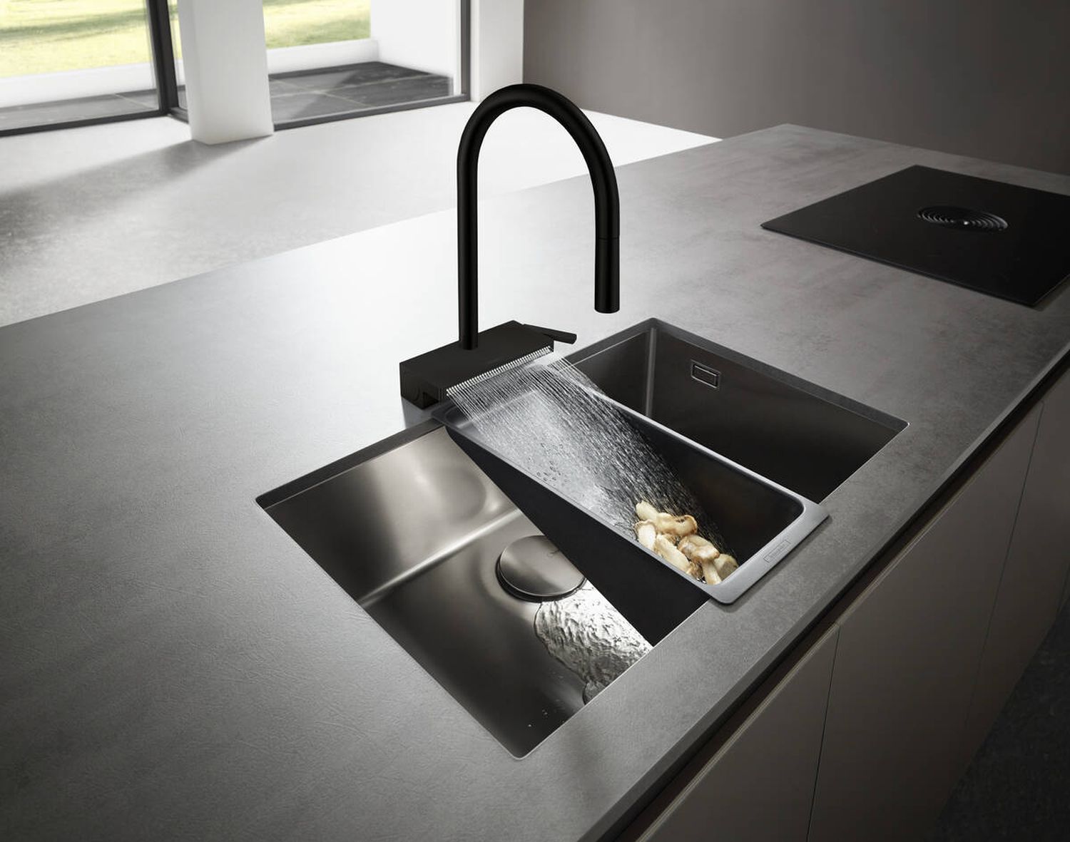 Hansgrohe Aquno Select M81 bateria kuchenna stojąca czarny mat 73831670