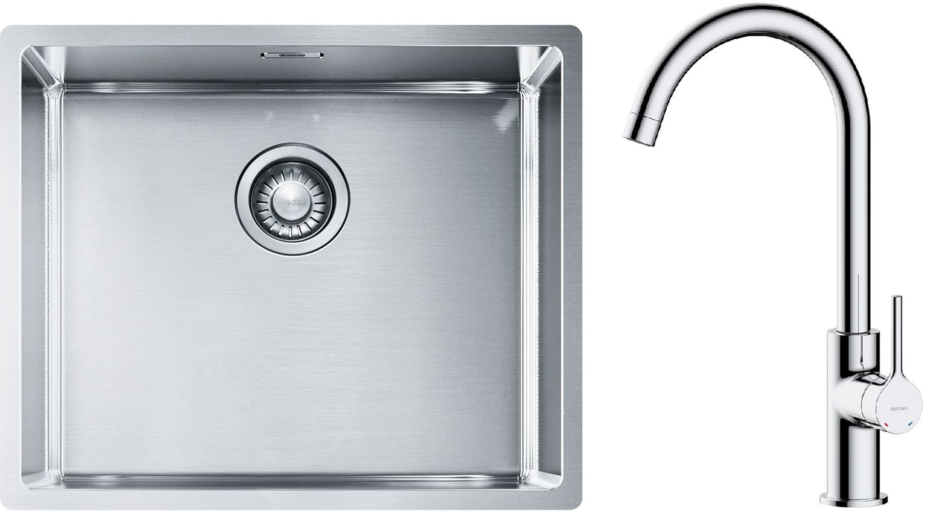 Zestaw Franke Box BXX 210/110-50 zlewozmywak stalowy 54x45 cm z baterią kuchenną Oltens Skafta stal/chrom (1270453656, 35206100)