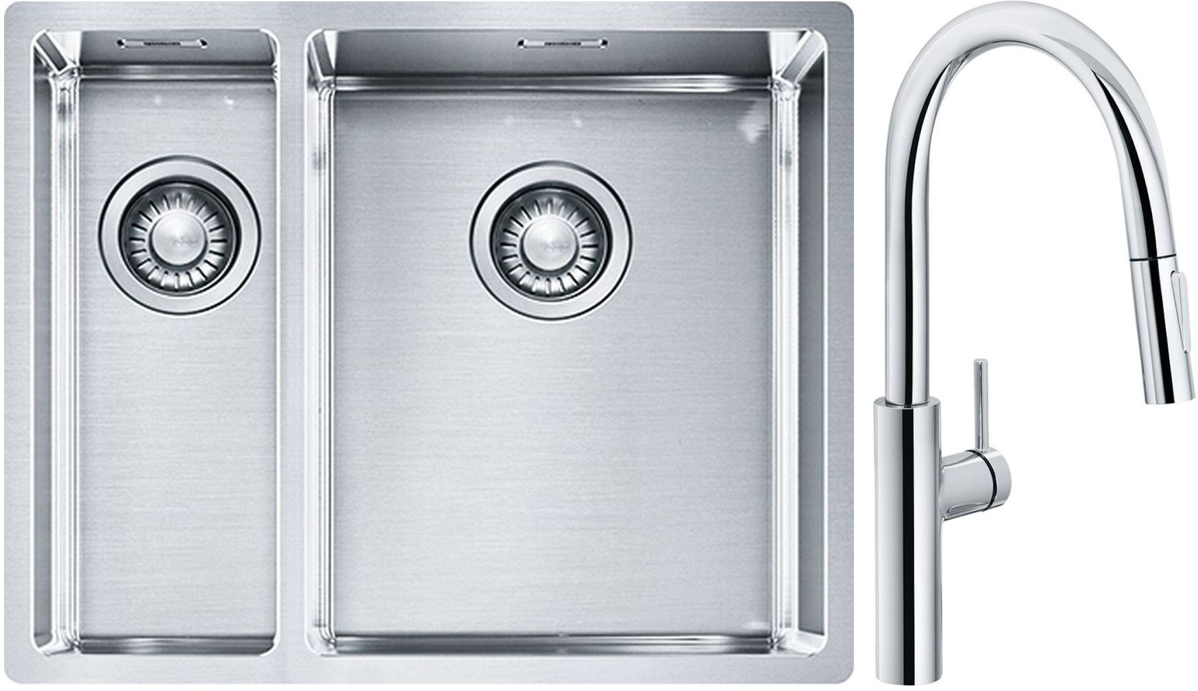 Franke Box BXX 260/160-34-16 zlewozmywak 56x45 cm stalowy z baterią kuchenną Pescara L Slide-In chrom (1270369916, 1150538940)