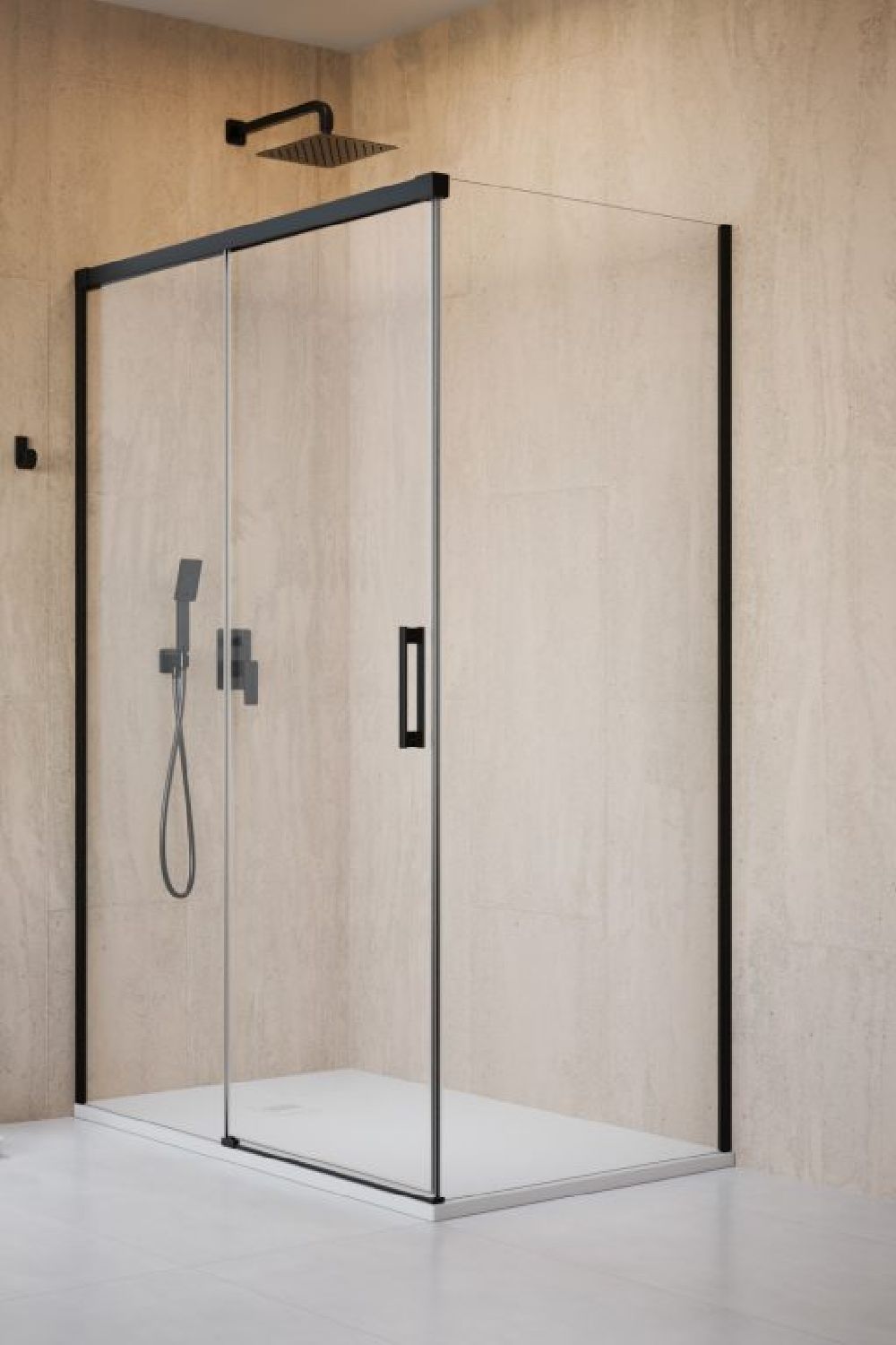 Radaway Idea 8 Black KDJ drzwi prysznicowe 62 cm rozsuwane czarny mat/szkło przezroczyste 10340620-54-01L