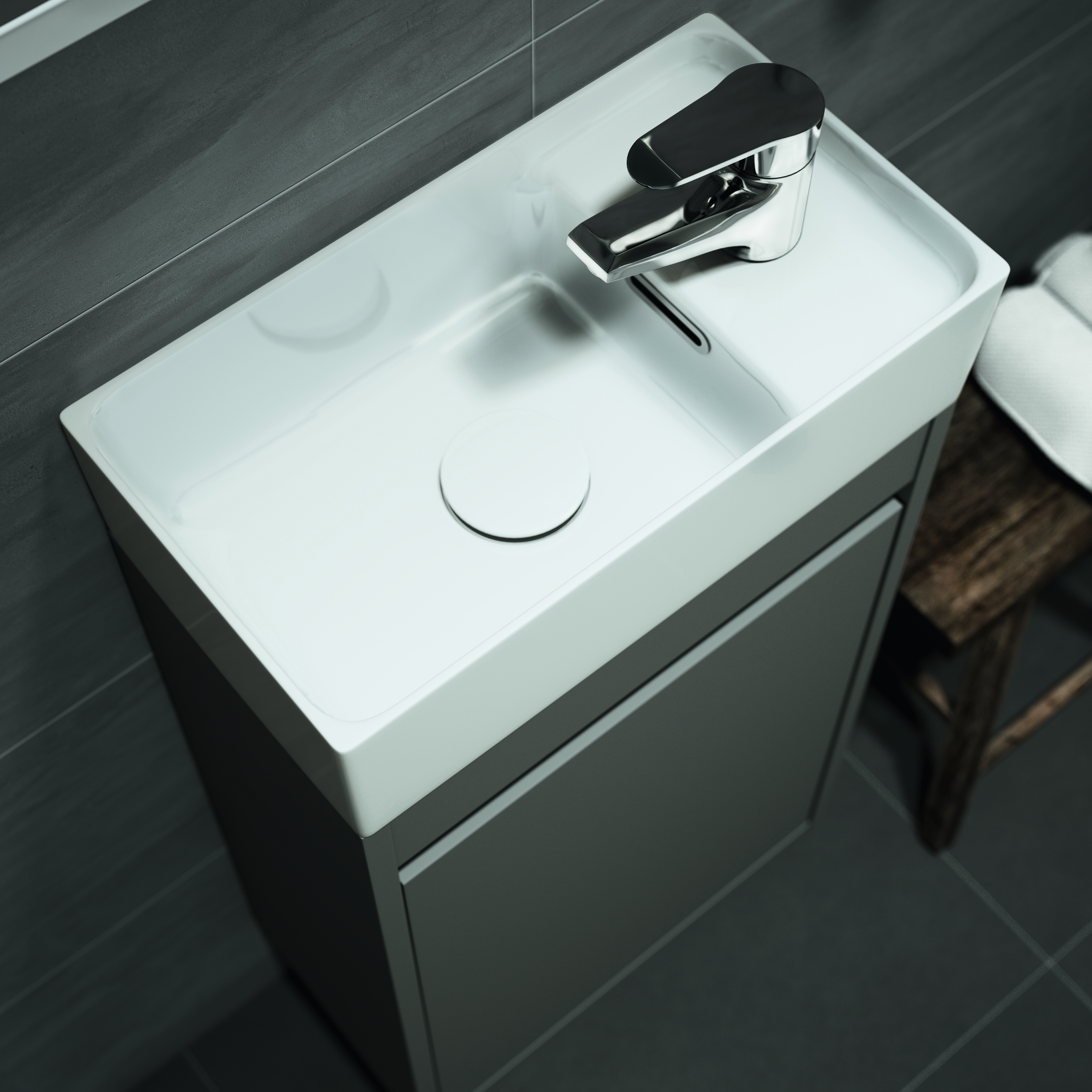 Cersanit Crea umywalka z szafką 40 cm zestaw meblowy szary mat S801-281