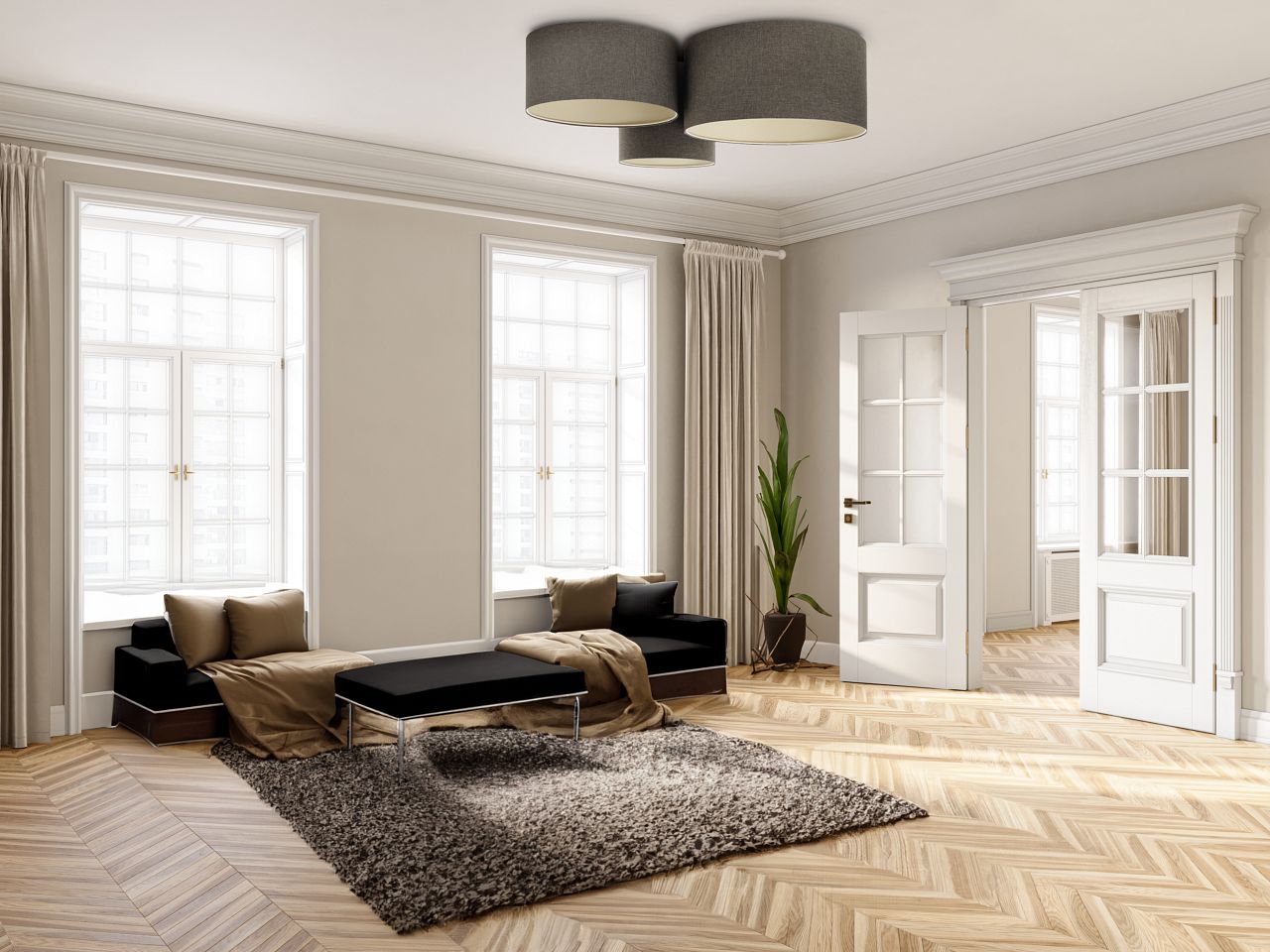 BPS Koncept Boho Ellegant lampa podsufitowa 3x60 W grafitowa 080-068