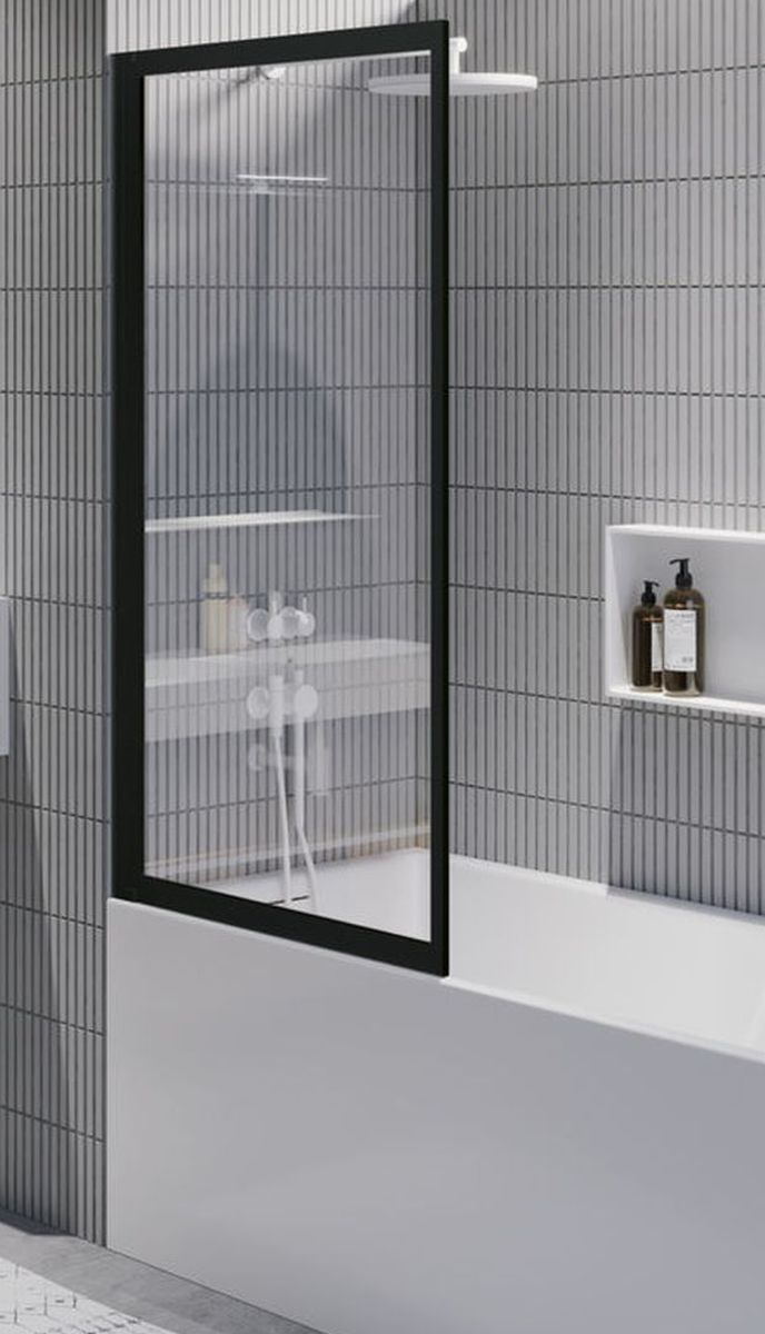 Riho Lucid parawan nawannowy 80 cm 1-częściowy czarny mat/szkło przezroczyste G005046121