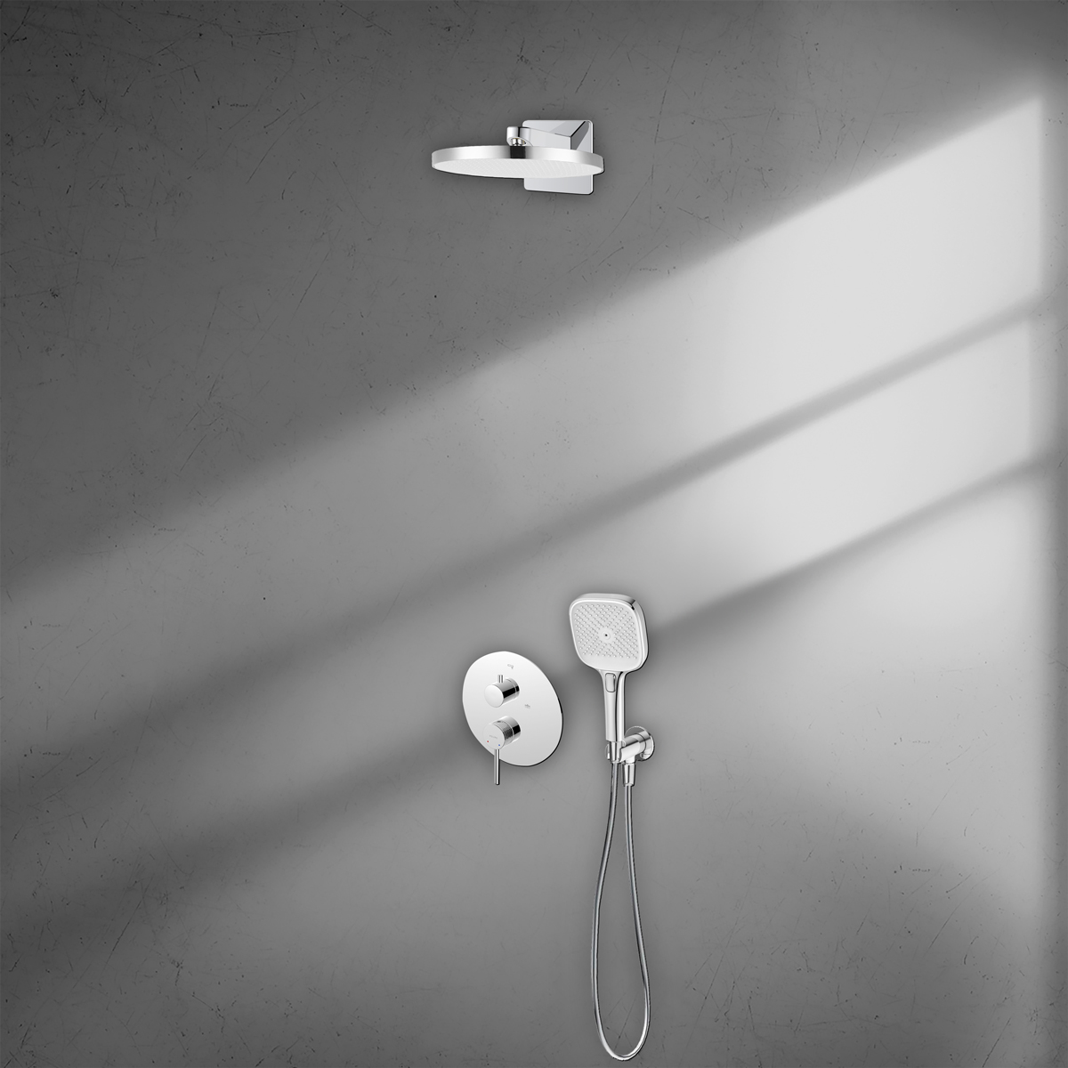 Ksuro 01 zestaw bateria wannowo-prysznicowa podtynkowa z deszczownicą i słuchawką 3-funkcyjną chrom 17003010 - Wysyłka w 24h