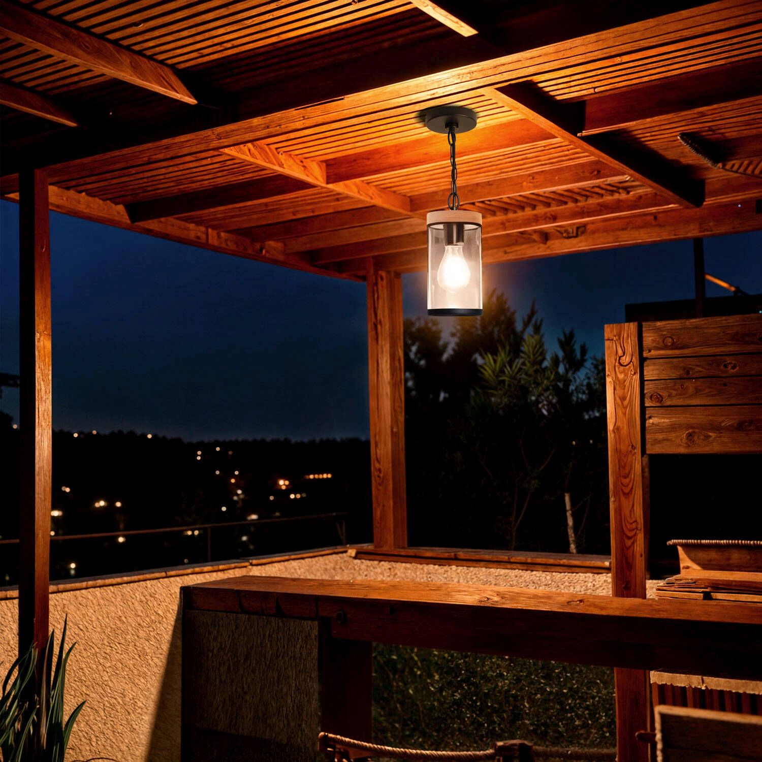 Abruzzo Finto lampa wisząca 1x28 W drewno ABR-LWZIP44-D