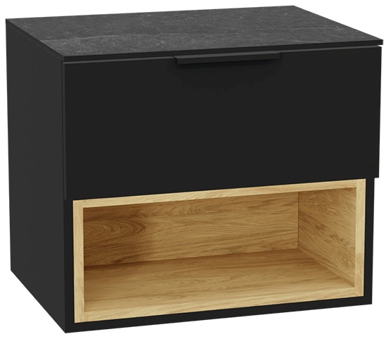 Zestaw Excellent Tuto 2.0 szafka 60 cm podumywalkowa wisząca z blatem czarny-dąb-grafit MLEX.2171.K.60.02MA.BKBK