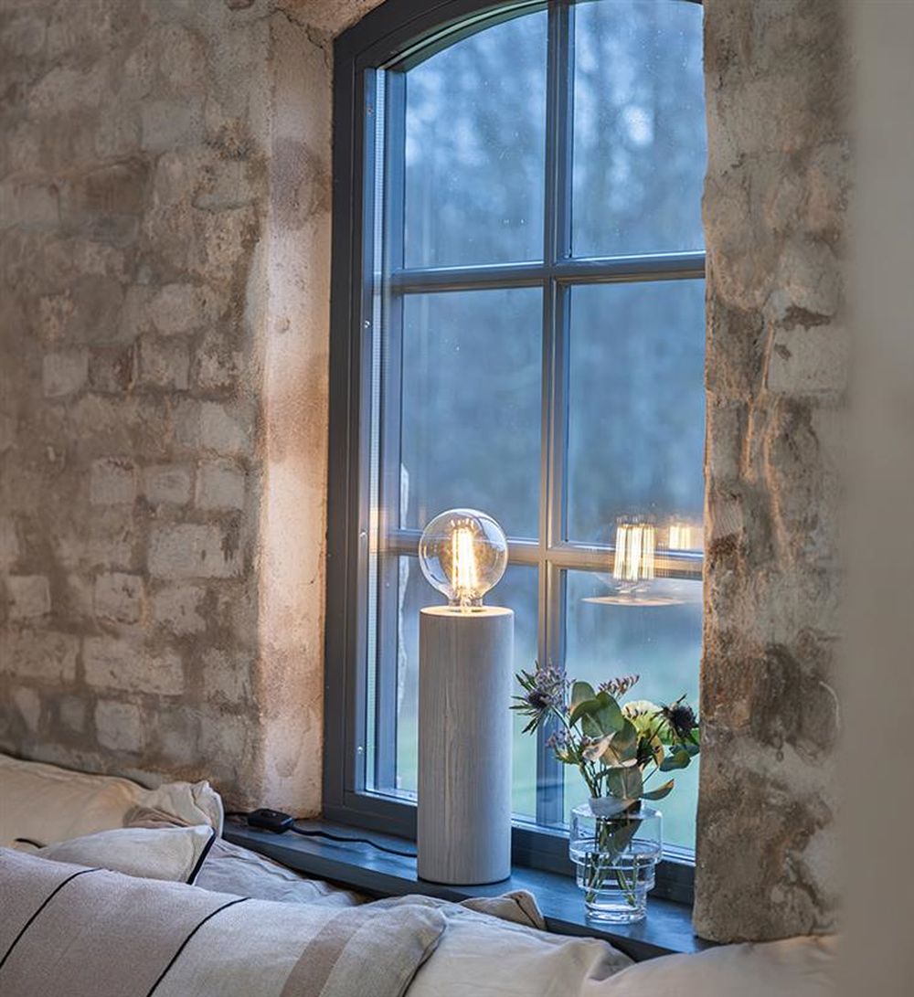 Markslöjd Legna lampa stołowa 1x40W szary/szkło przezroczyste 108756