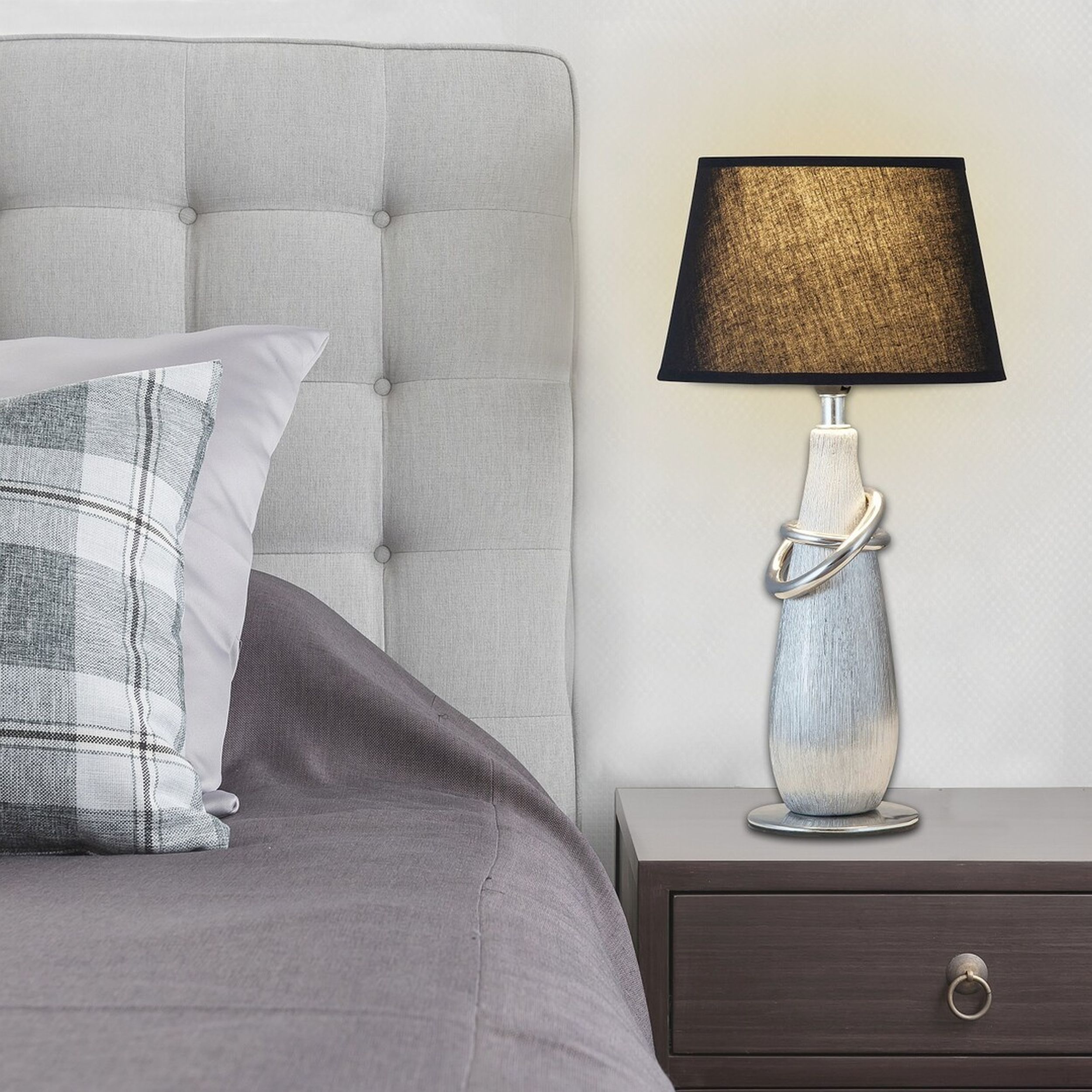 Rabalux Evelyn lampa stołowa 1x40W srebrny/czarny 4372