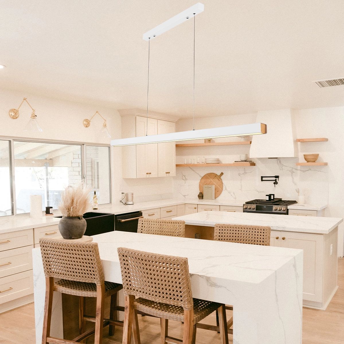 Altavola Design Linear lampa wisząca 1x44W biały/drewno LA089/PR_120_3k_white