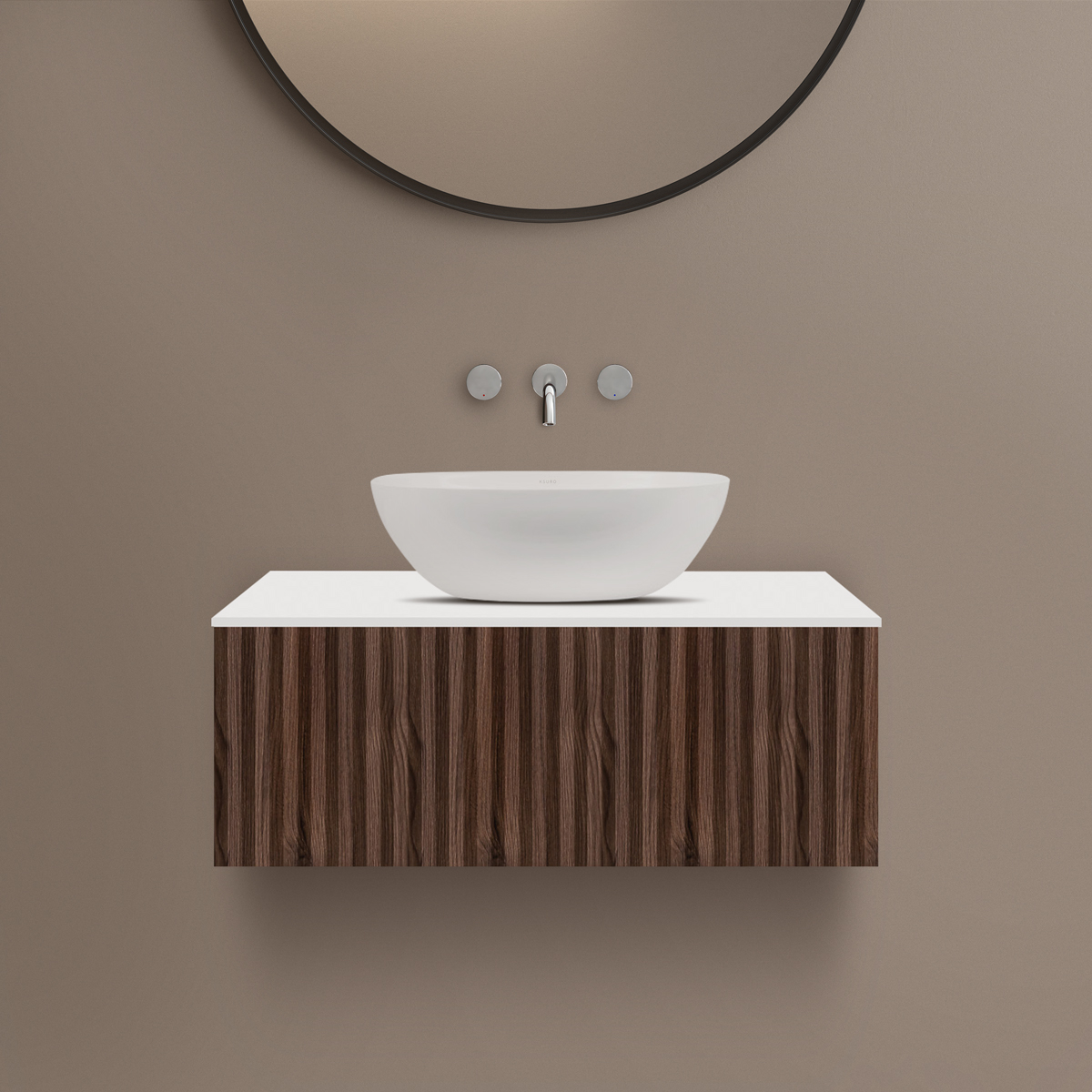 Ksuro 02 szafka 80 cm podumywalkowa wisząca z blatem orzech/biały mat 58002600 - Wysyłka w 24h